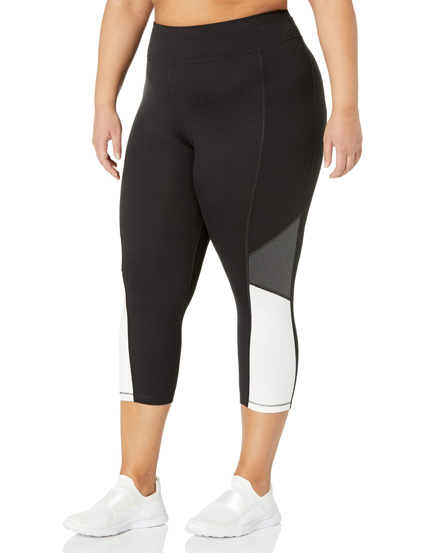 JUST MY SIZE womens Active Pieced Stretch Capri Pants, Spot on Slate Grey/Black, 4X US