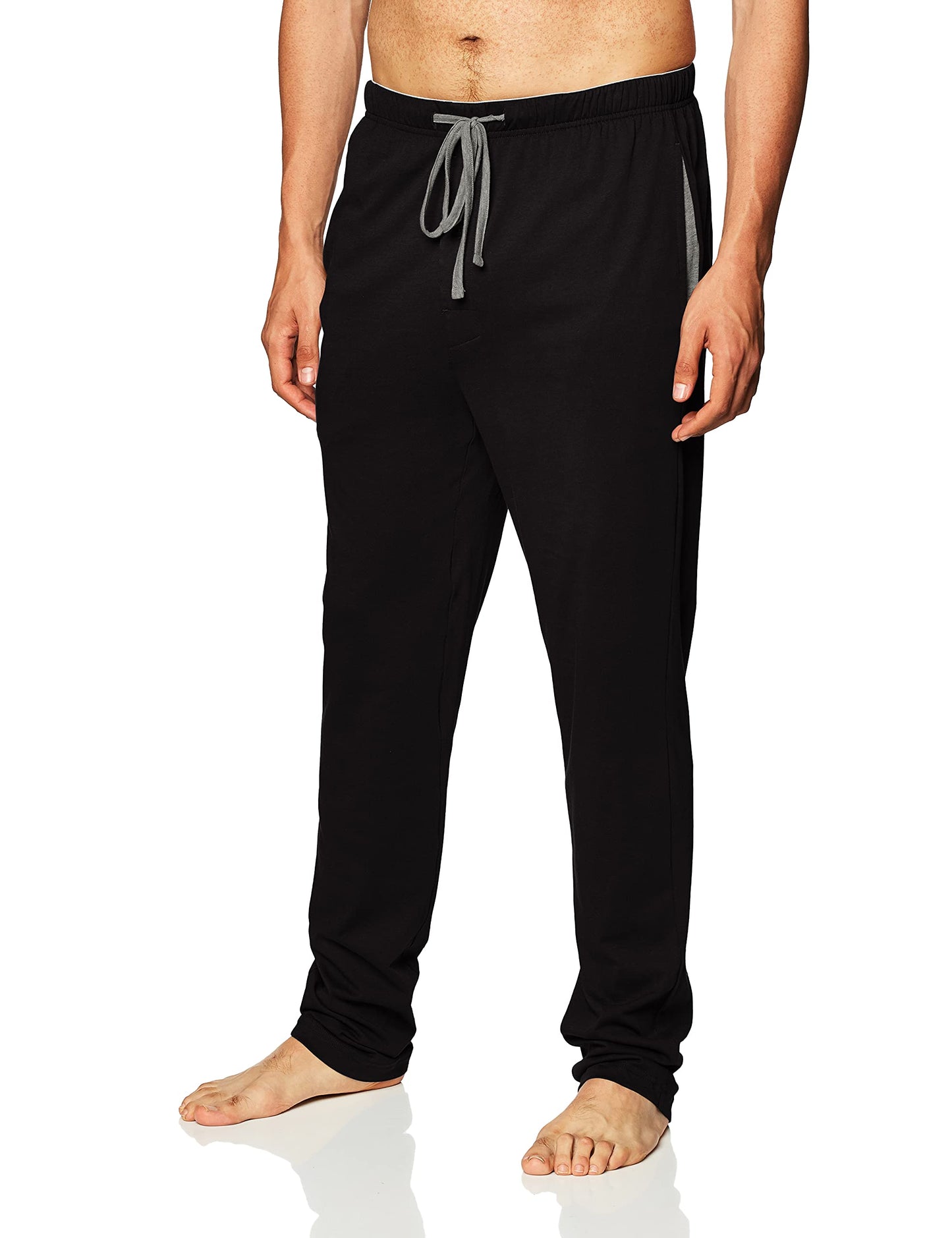Hanes Men's Solid Knit Sleep Pant with Pockets and Drawstring, Black, X-Large