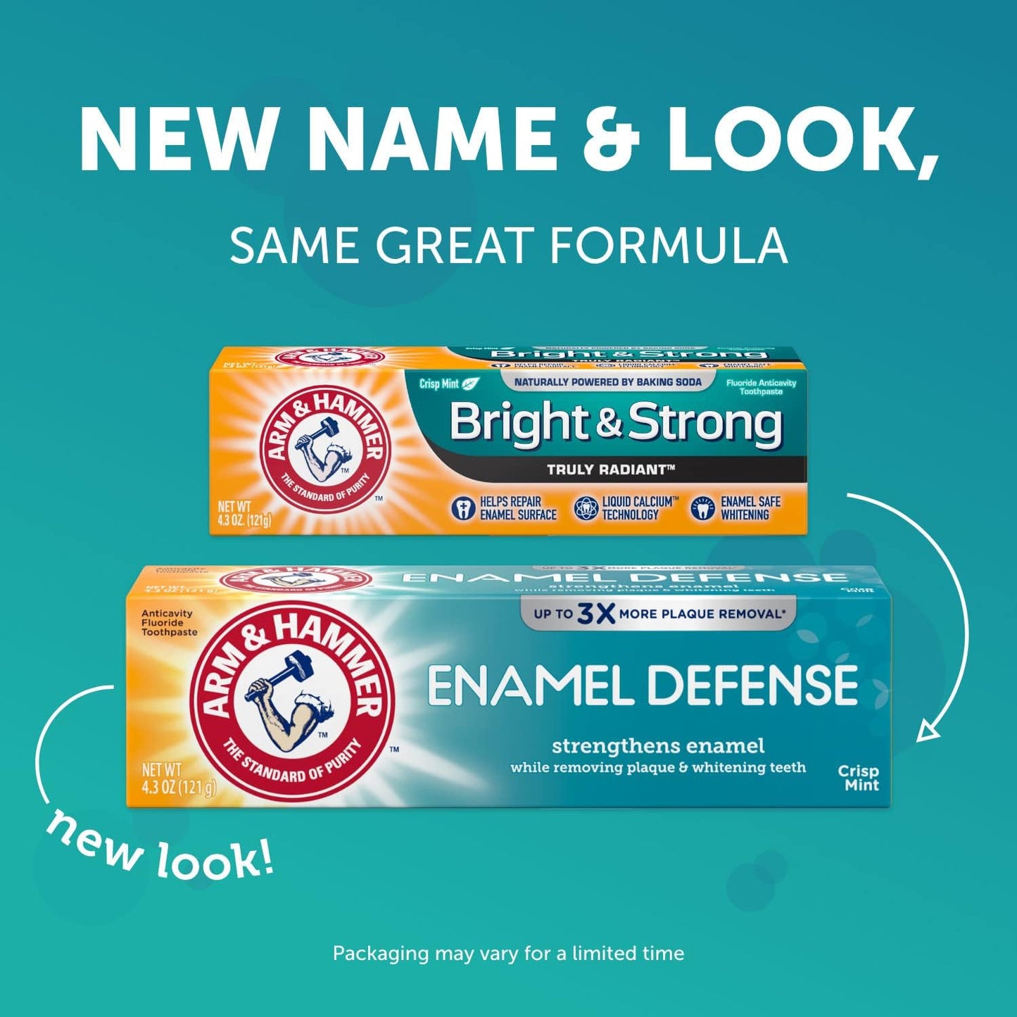ARM & HAMMER Bright & Strong Truly Radiant Toothpaste, Crisp Mint 4.3 oz (Pack of 12)