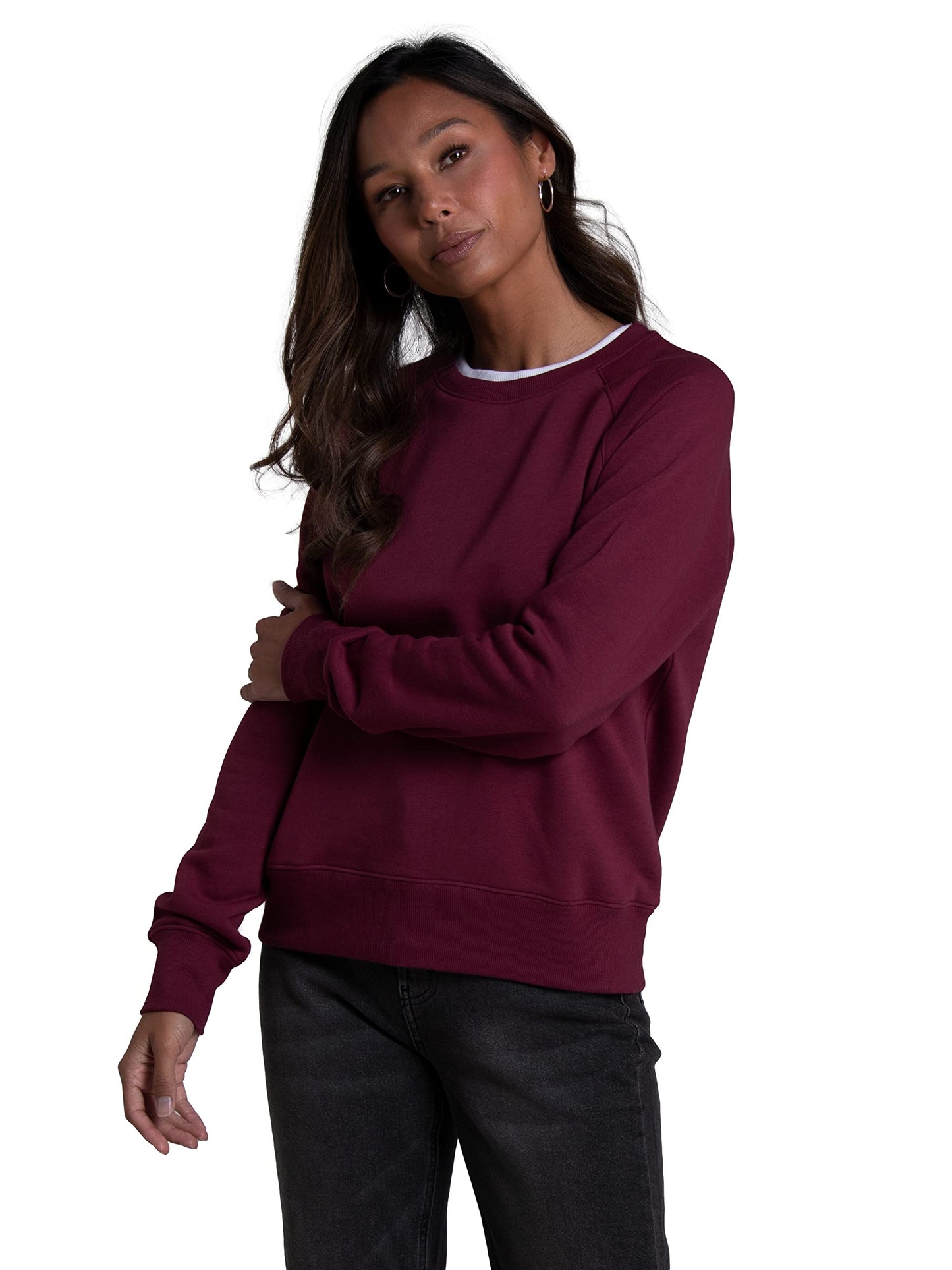 Fruit of the Loom Women's Crafted Comfort Sweatshirts, Pants, & Tri-Blend Tees, Ruby Wine