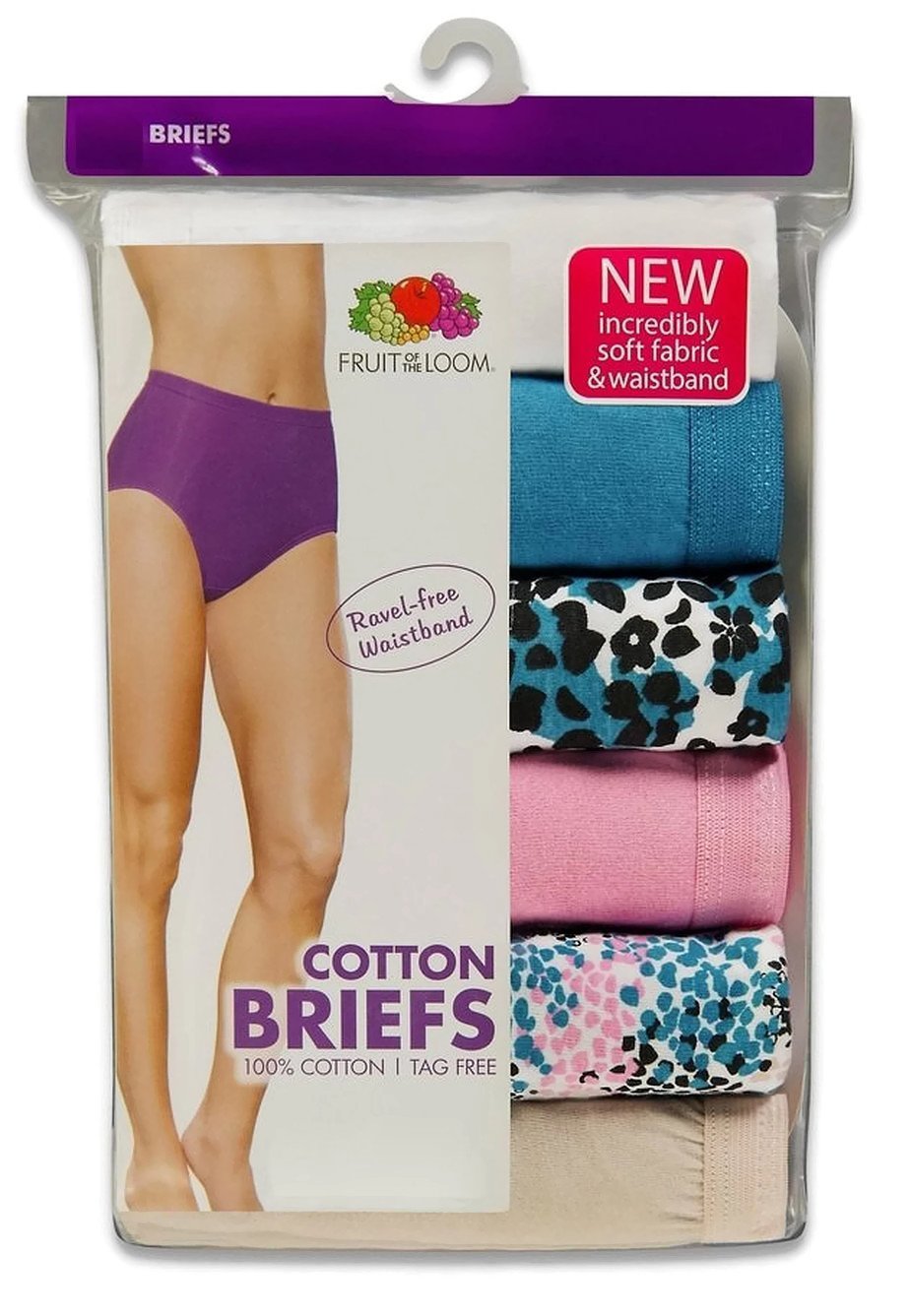 Fruit of the Loom Women`s 6pk White Cotton Briefs, 5, White