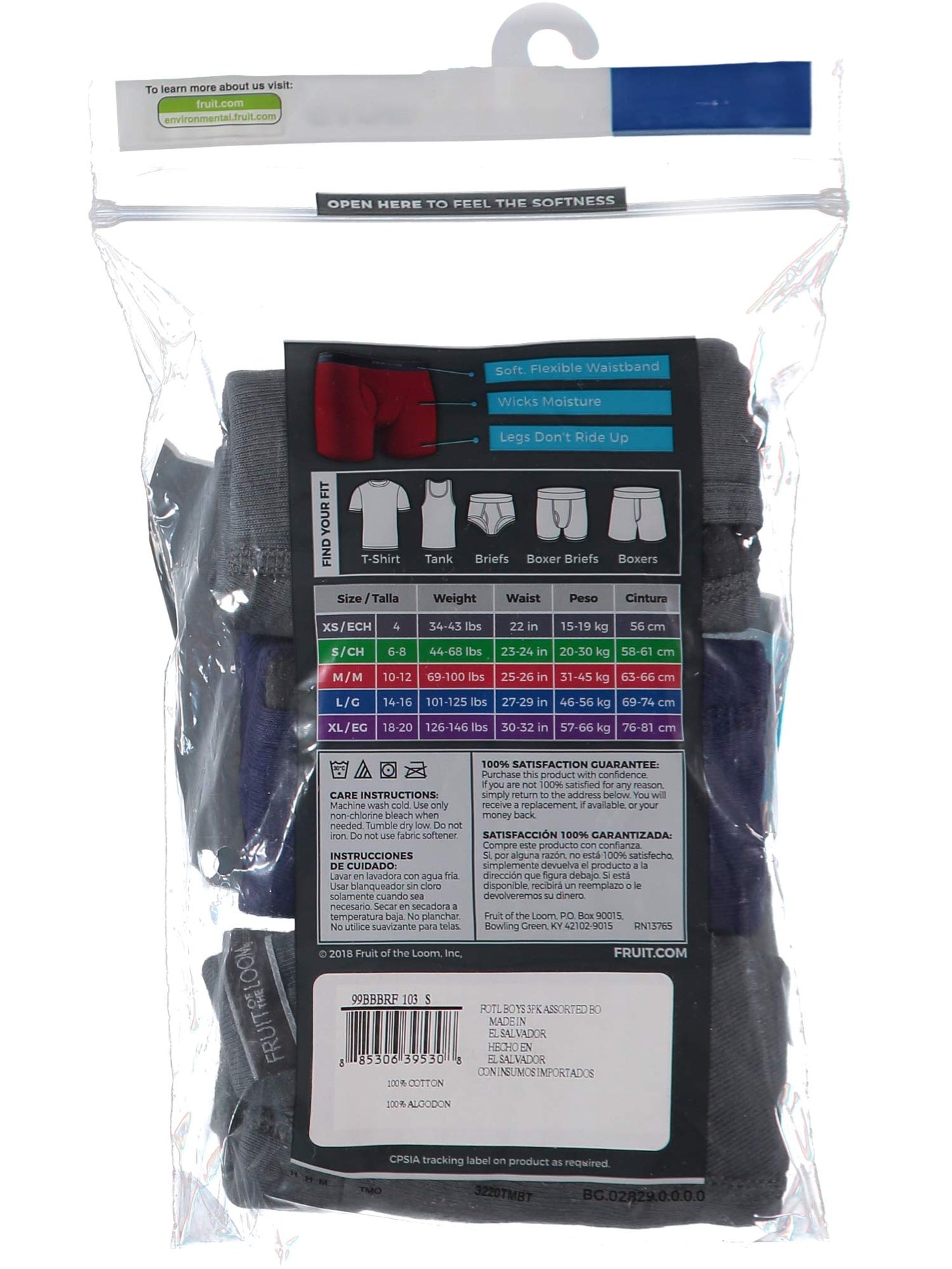 Fruit of the Loom Boys Boxer Brief, 3 Pack - Boys' Boxer Briefs (Assorted Colors) (Traditional Fly - 3 Pack - Covered Waistband, Small)