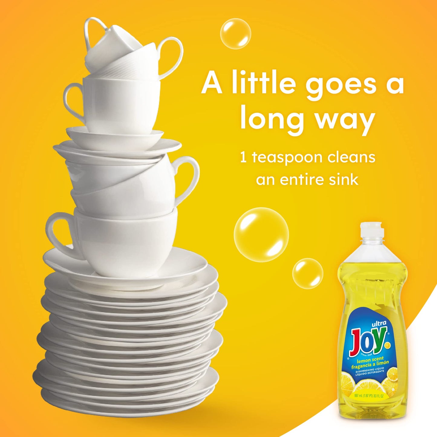 JOY Ultra Dish Soap Liquid - Ultra Strength Dishwashing Soap - Large Dish Soap - Lemon Fresh Scent - 30 Fl. Oz - (Pack of 3)