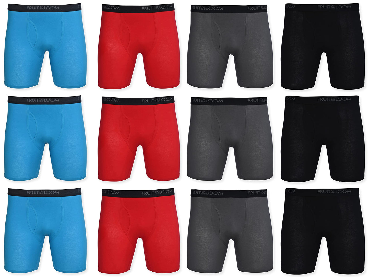 Fruit of the Loom Men's Breathable Boxer Briefs 12-Pack Performance Stretch Micro-Mesh Tri-Cool Support Pouch