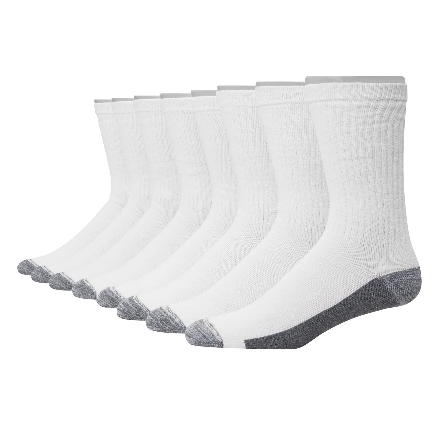 Hanes Mens Max Cushioned Socks, Moisture-wicking With Odor Control, 6-pack B&T ComfortTop White Crew, Black/Grey Foot Bottom - 6 Pack, 12-14 US