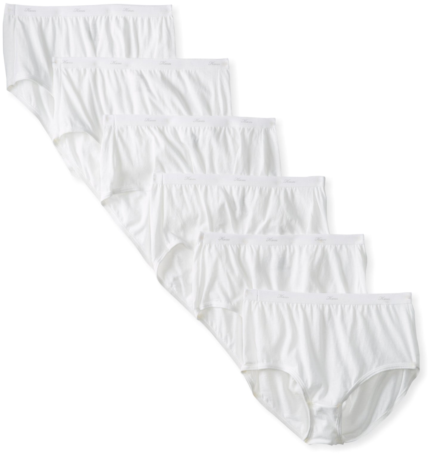 Hanes Women's 6 Pack Core Cotton Brief Panty (White, 9 (Hips 43"-45"))