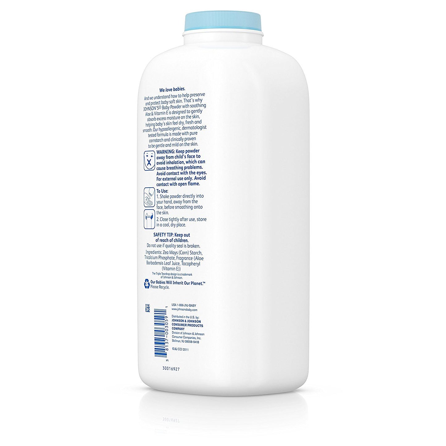 Johnson's Baby Powder with Naturally Derived Cornstarch Aloe & Vitamin E, Hypoallergenic, 22 oz (Pack of 6)