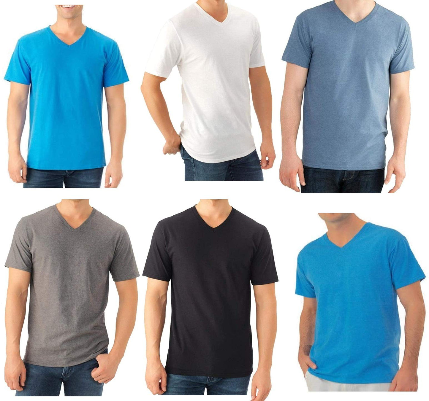 Fruit of the Loom Men's 6 Pack V-Neck T-Shirt, Charcoal Grey, Small