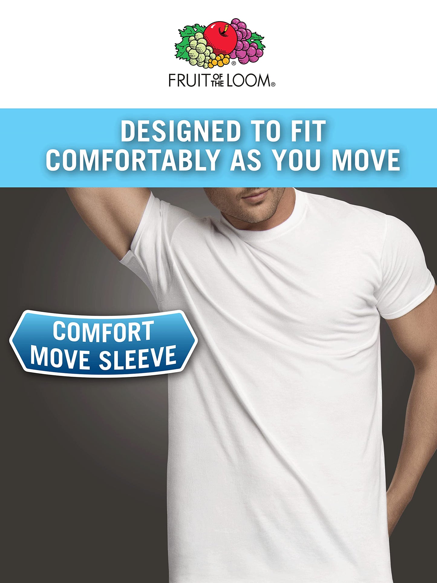 Fruit of the Loom Men's Eversoft Cotton Stay Tucked Crew T-Shirt, Regular-6 Pack Black/Grey, x_l