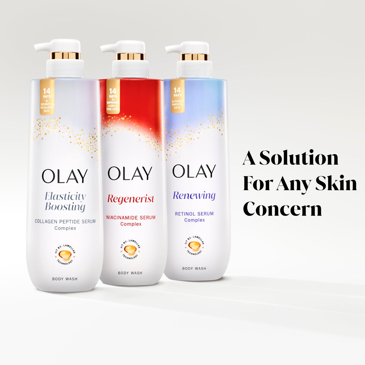 Olay Body Wash for Women, Elasticity Boosting, Collagen Peptide Serum Complex, Renews Moisture, Vitamin B3 Lameller Technology, For All Skin Types, 20 fl oz (Pack of 4)