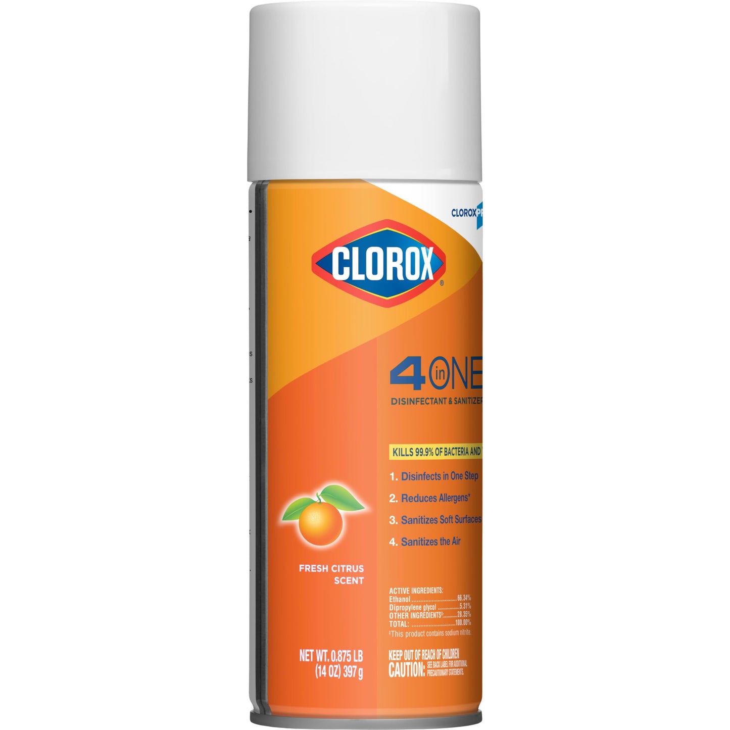 CloroxPro Clorox 4 in One Disinfectant & Sanitizer, Citrus, 14 Ounce Can