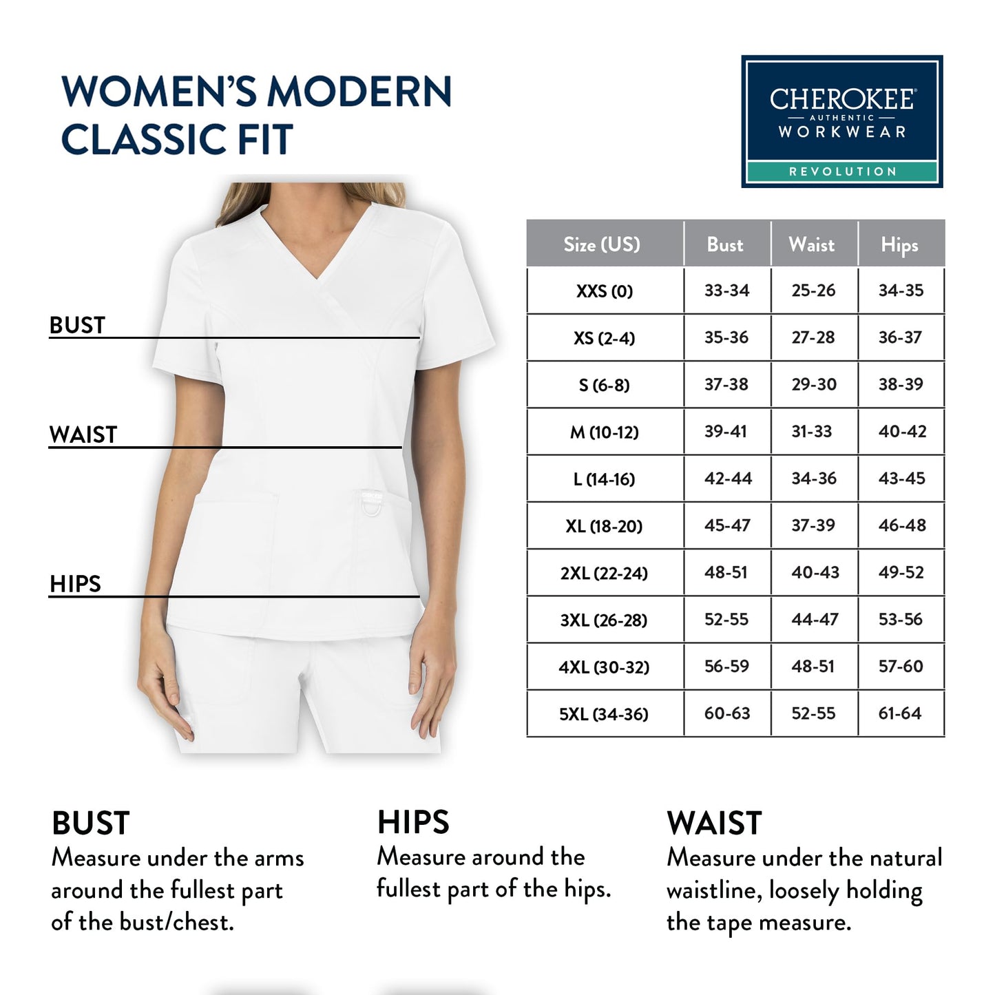 Cherokee Scrubs for Women Mock Wrap Top with 3 Pocket, Back Princess Seams WW610, XXS, White