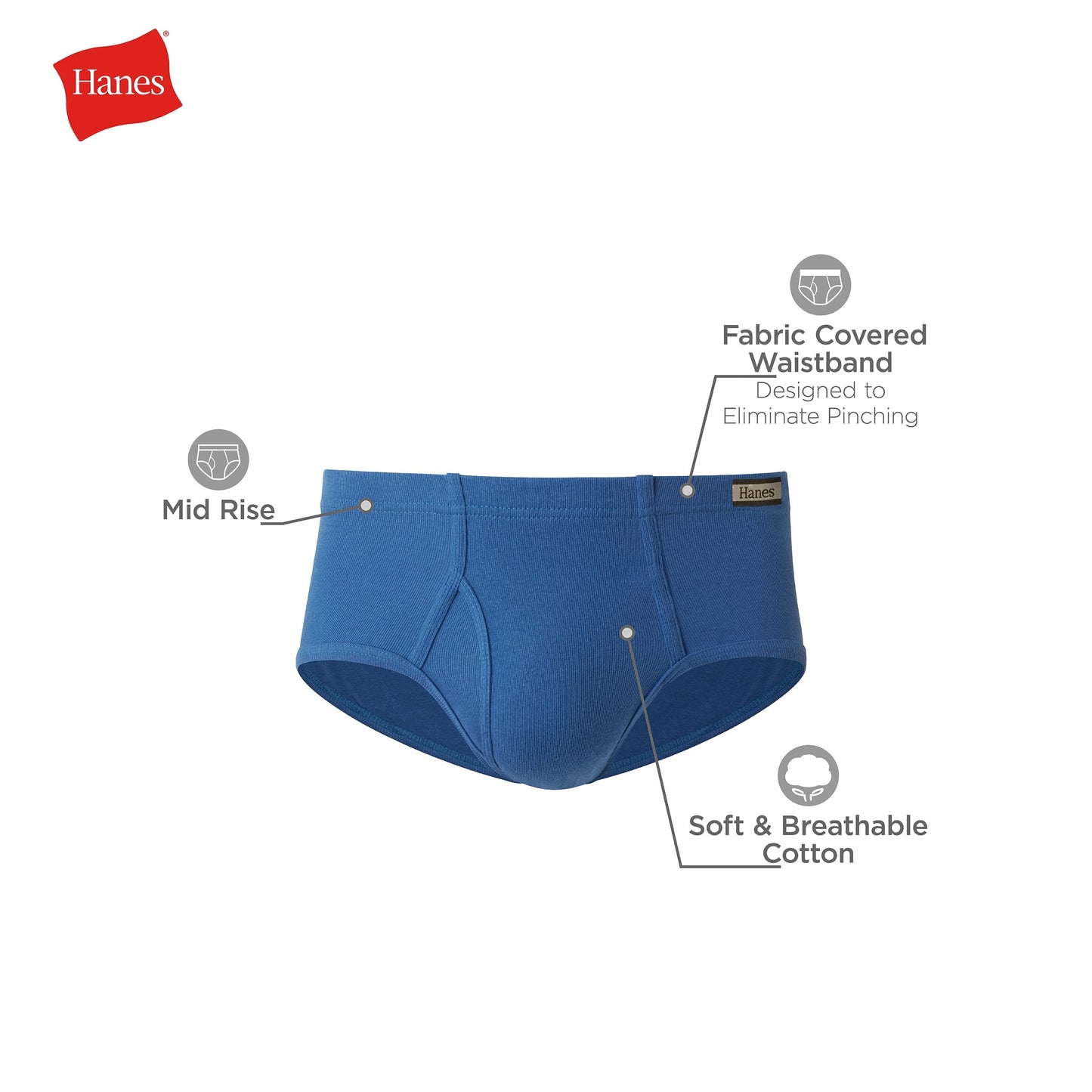 Hanes Classics Men's Underwear Briefs Pack, Mid-Rise Briefs, Stretch Cotton Brief Underwear, Classic Briefs, 6-Pack (Colors May Vary)