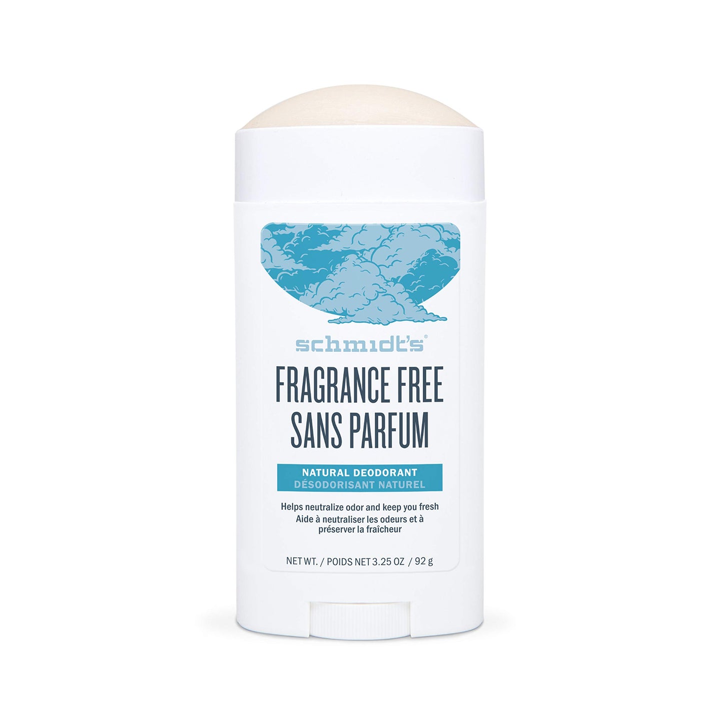 Schmidt's Aluminum Free Natural Deodorant for Women and Men, Fragrance Free 24 Hour Odor Protection, Certified Cruelty Free, Vegan Deodorant, 3.25 oz