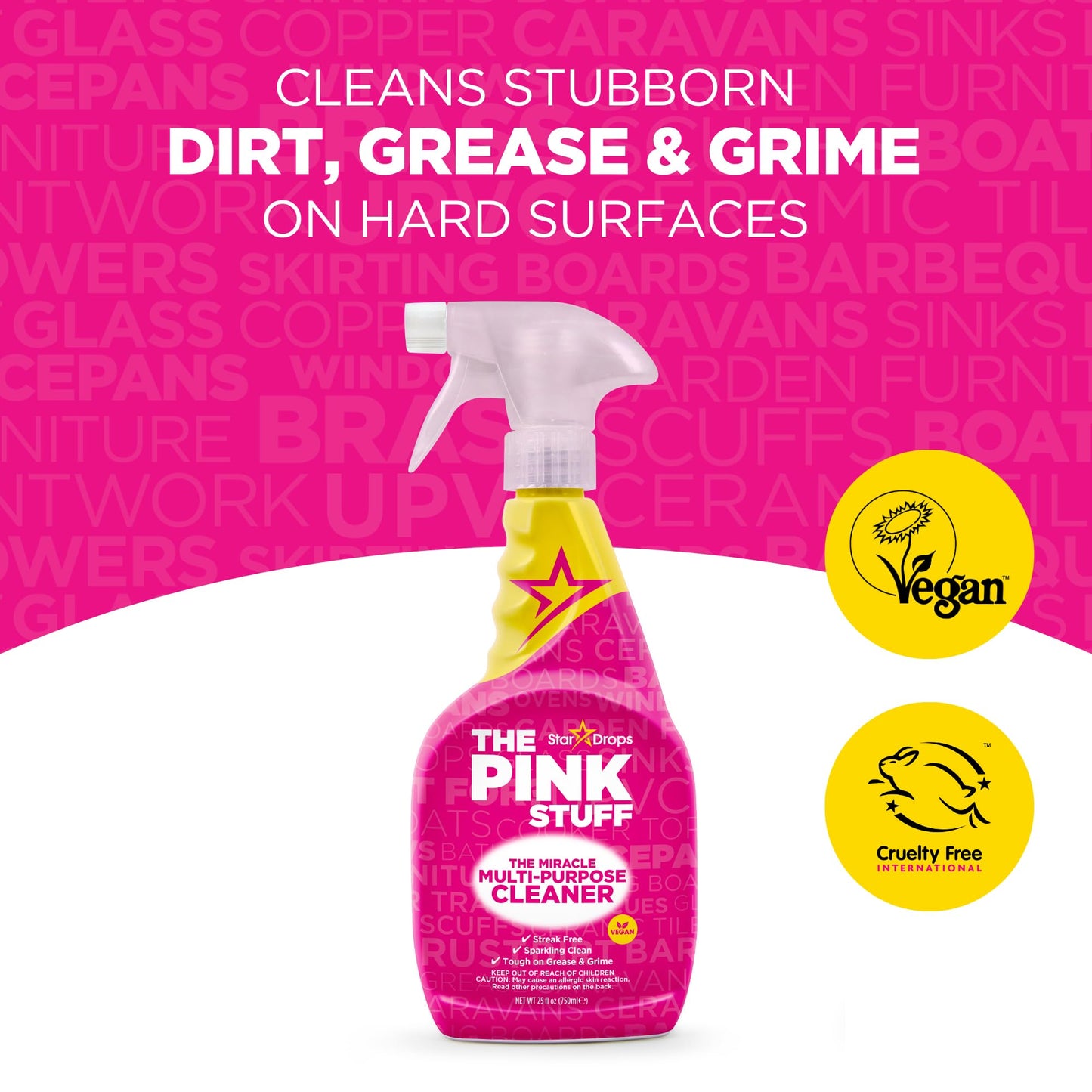 Stardrops The Pink Stuff Miracle Cleaning Bundle - Multi-Purpose Paste, Spray & Cream Cleaner (3-Pack) - Tough on Stains, Gentle on Surfaces