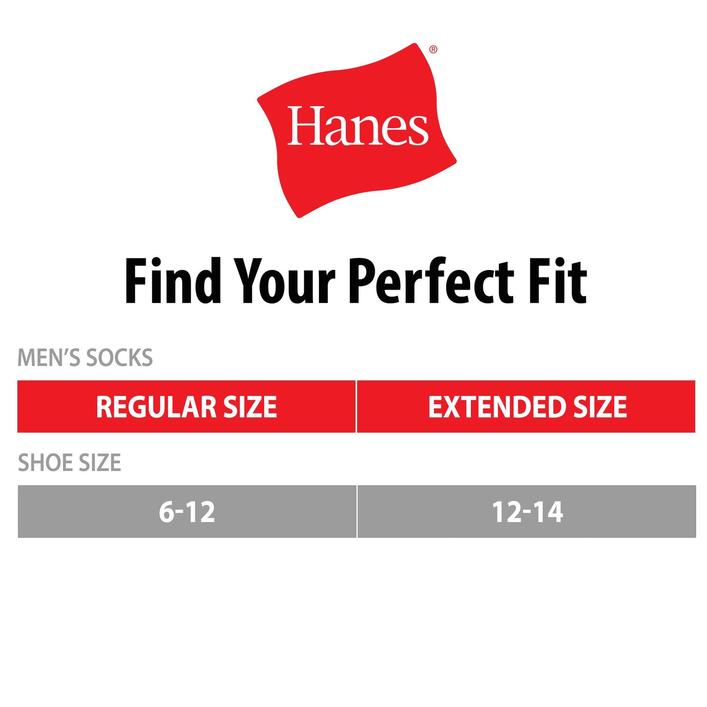 Hanes Big and Tall Ankle, 12-14-White, 6 Pairs