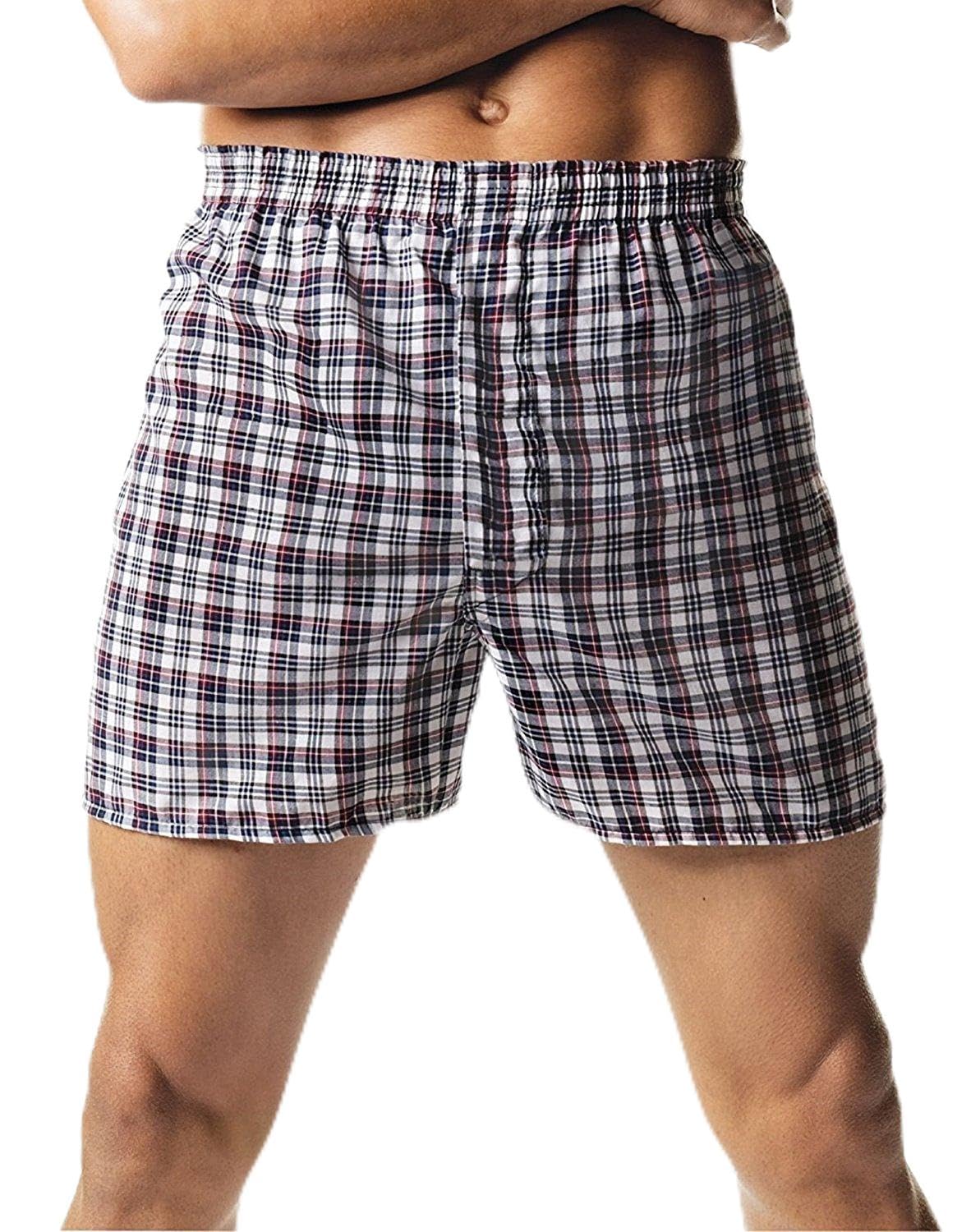 Hanes Men's Plaid Fashion Waistband Boxer 3-Pack (S US (Waist 28-30), Assorted Plaid Exposed)