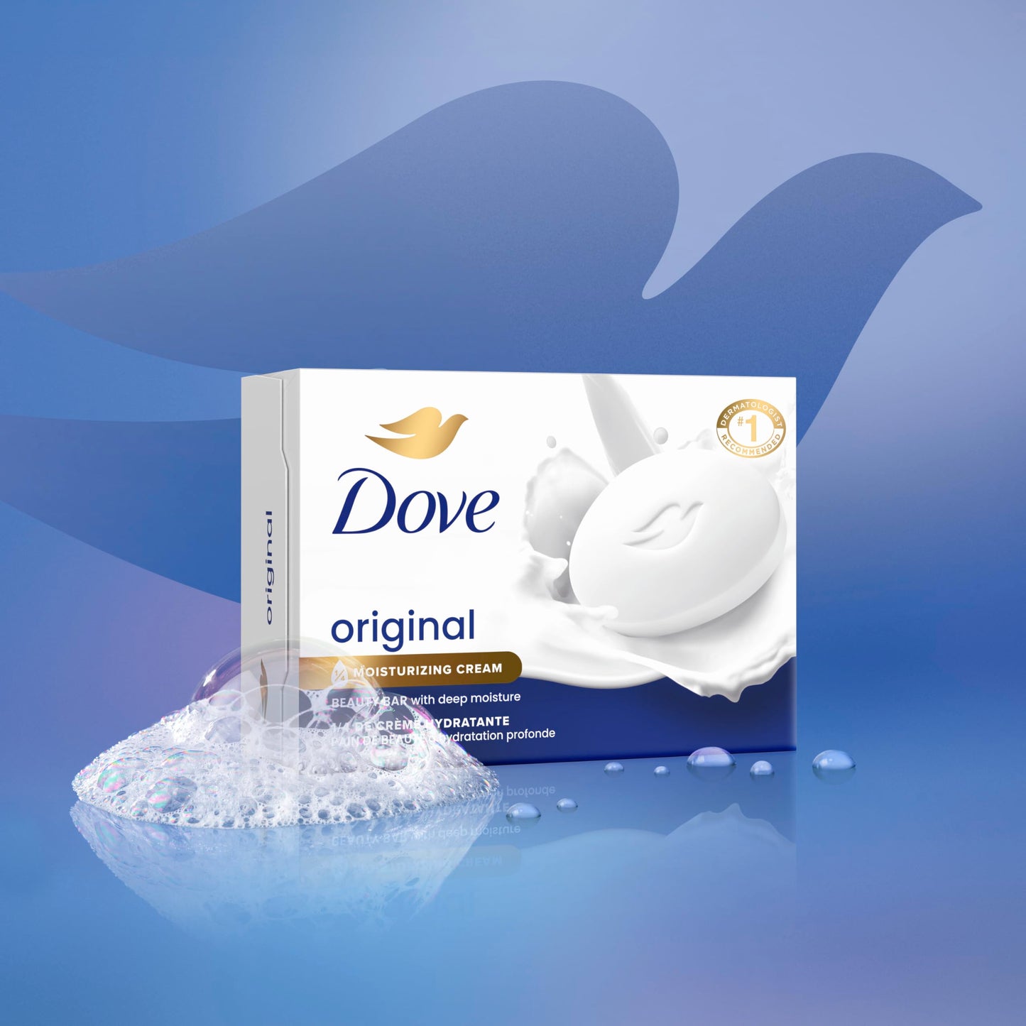 Dove Beauty Bar Soap Original 4 Count for Soft, Smooth Skin, with 1/4 Moisturizing Cream 4.75 oz