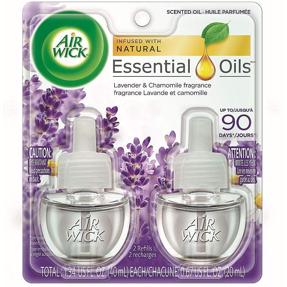 Air Wick Plug in Scented Oil Refill, 2ct, Lavender & Chamomile, Essential Oils, Air Freshener
