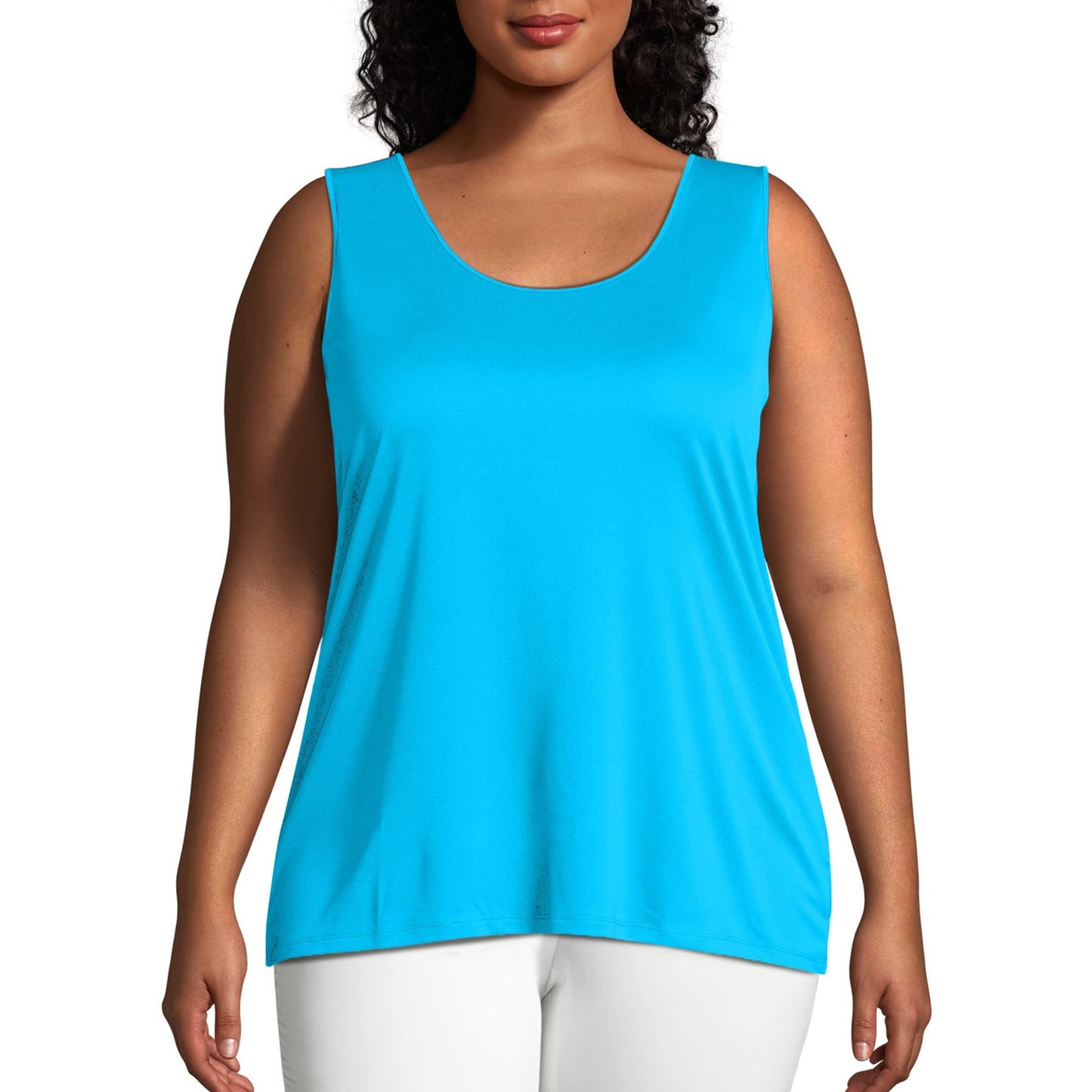 JUST MY SIZE womens Cooldri Performance Scoopneck Tank Top Shirt, Vivid Fuchsia, 20 US