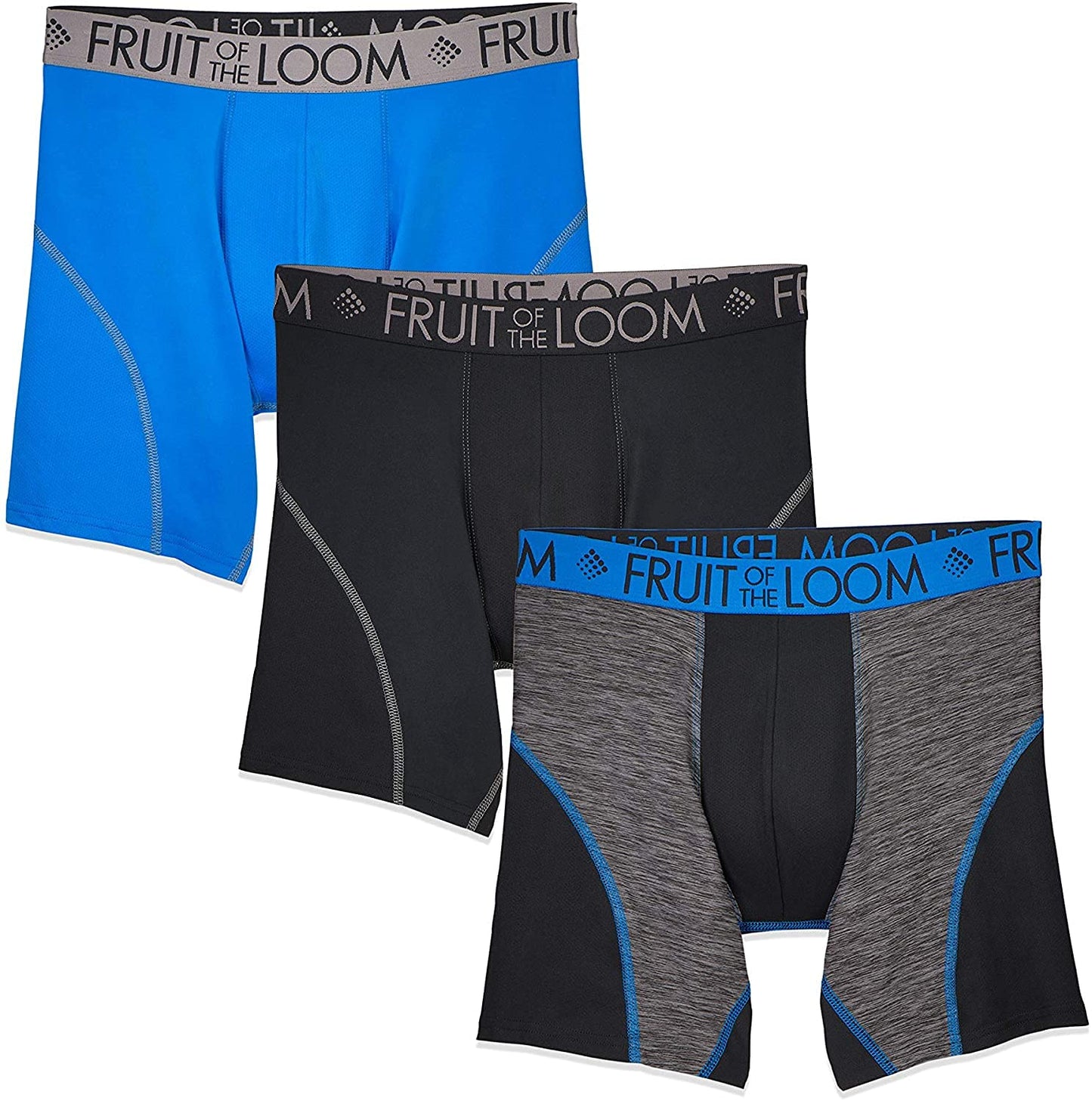 Fruit of the Loom Men's Breathable Boxer Briefs 12-Pack Performance Stretch Micro-Mesh Tri-Cool Support Pouch