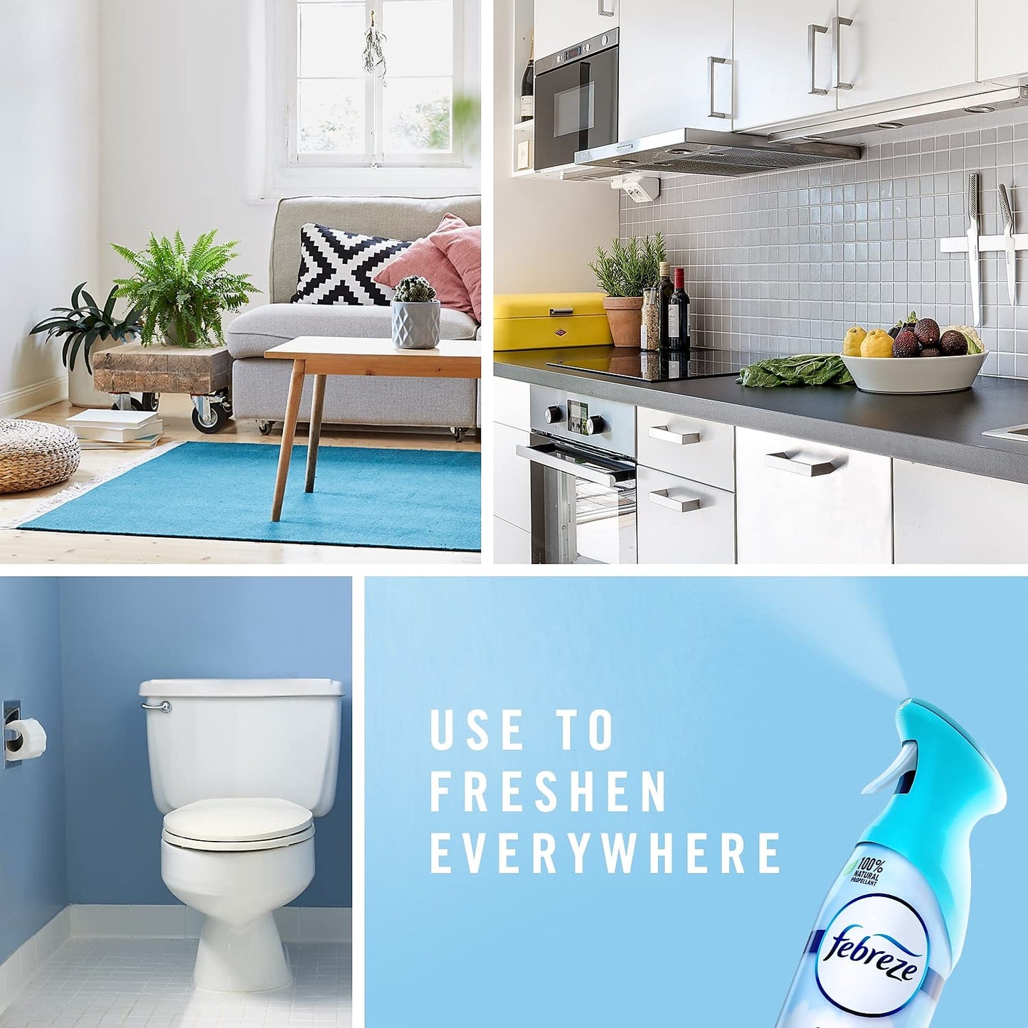 Febreze Air Mist Air Freshener Spray, Odor-Fighting Room Spray, Air Fresheners for Home and Bathroom and Kitchen, Aerosol Can, Linen & Sky Scent, 8.8oz, 2 Count