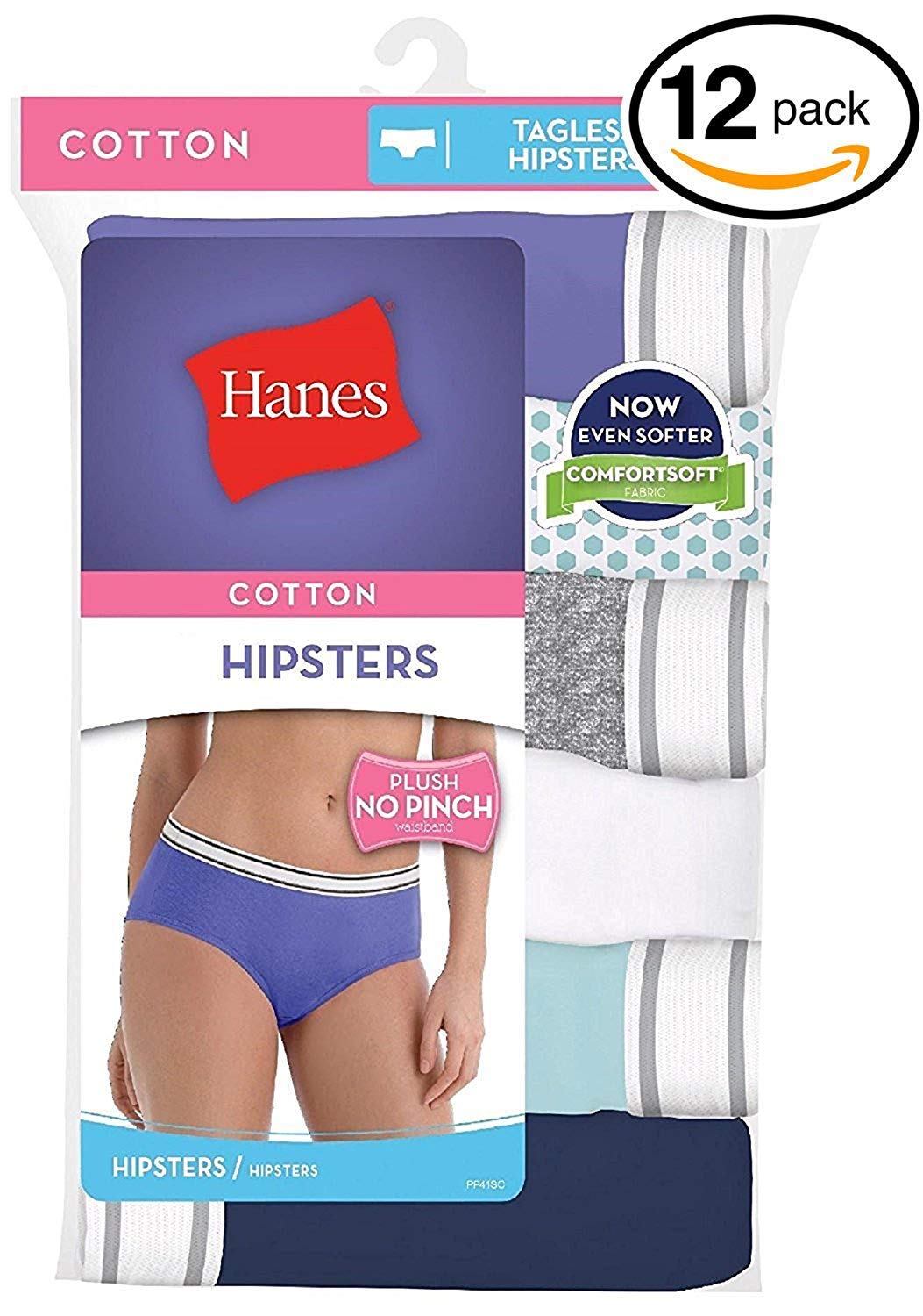 Hanes Women's Hipster Panty (Pack of 12, Color May Vary) (Size 9, No Pinch Waistband-12 Pack)