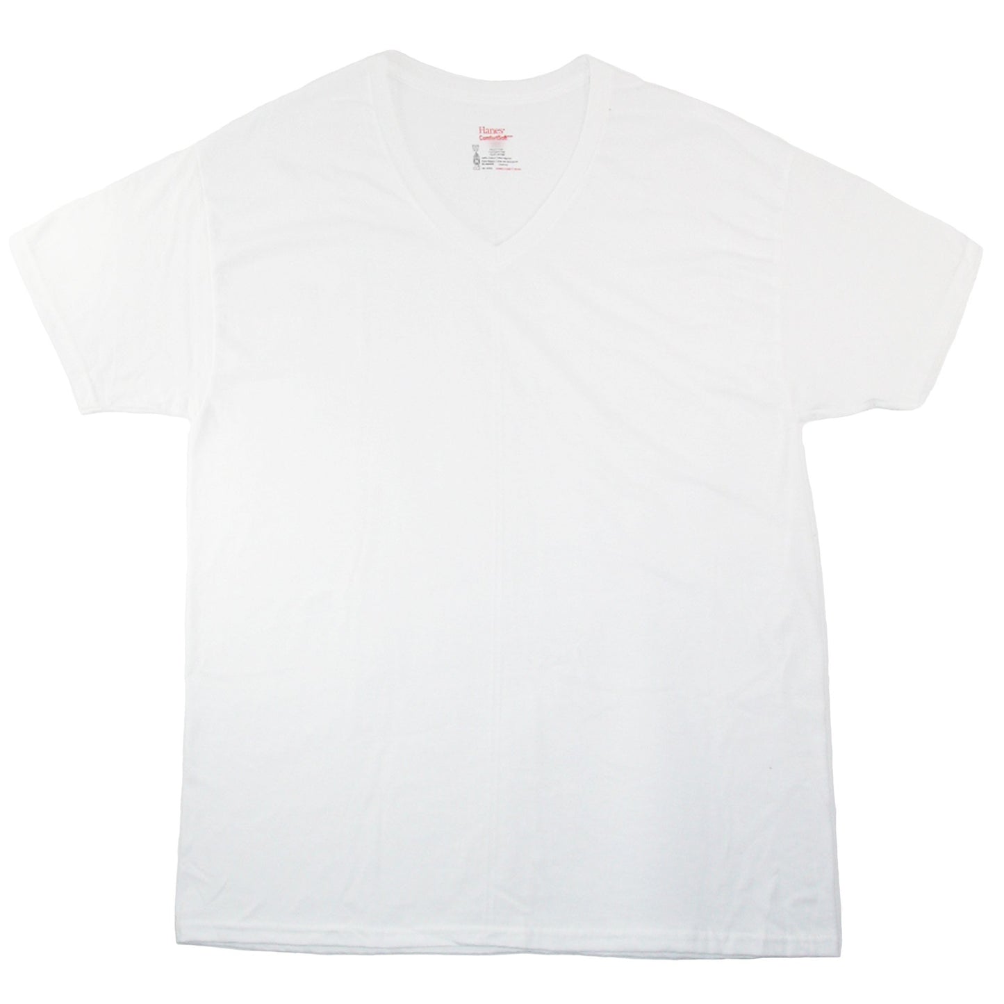 Hanes Mens Cotton ComfortSoft Tagless White V Neck Shirts (Pack of 6), XL, White