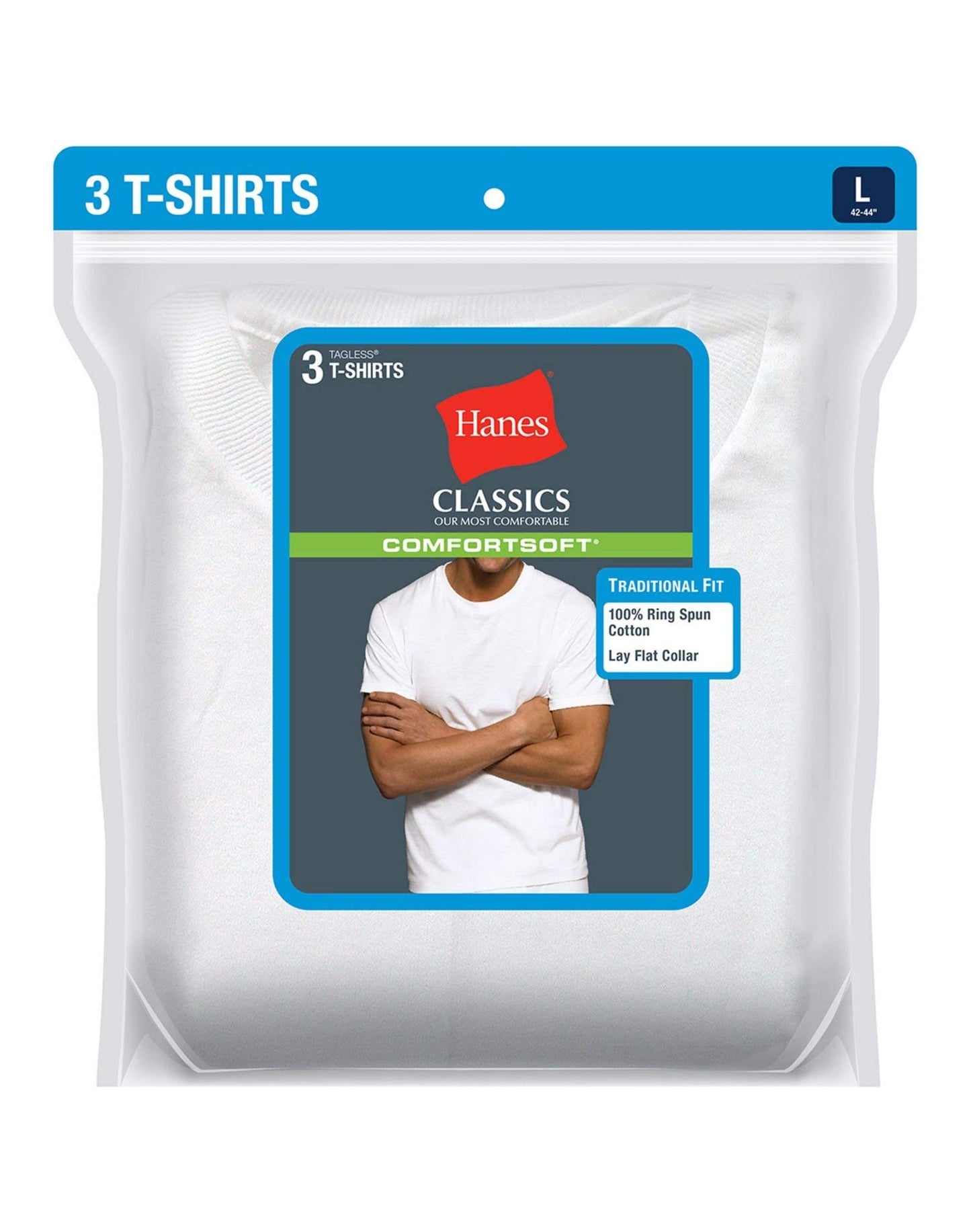 Hanes Classics Crew Neck T Shirt, XL-White