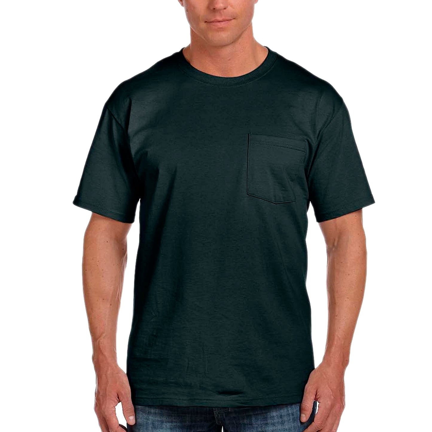 Fruit of the Loom 5 oz., 100% Heavy Cotton HD Pocket T-Shirt (3931P)- BLACK,M