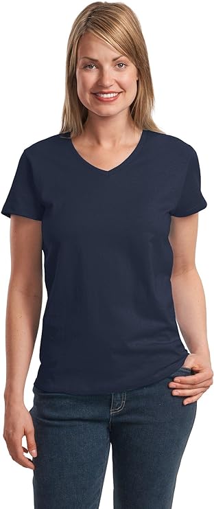 Hanes Women's Relaxed Fit Authentic Essentials Short Sleeve V-neck T-Shirt