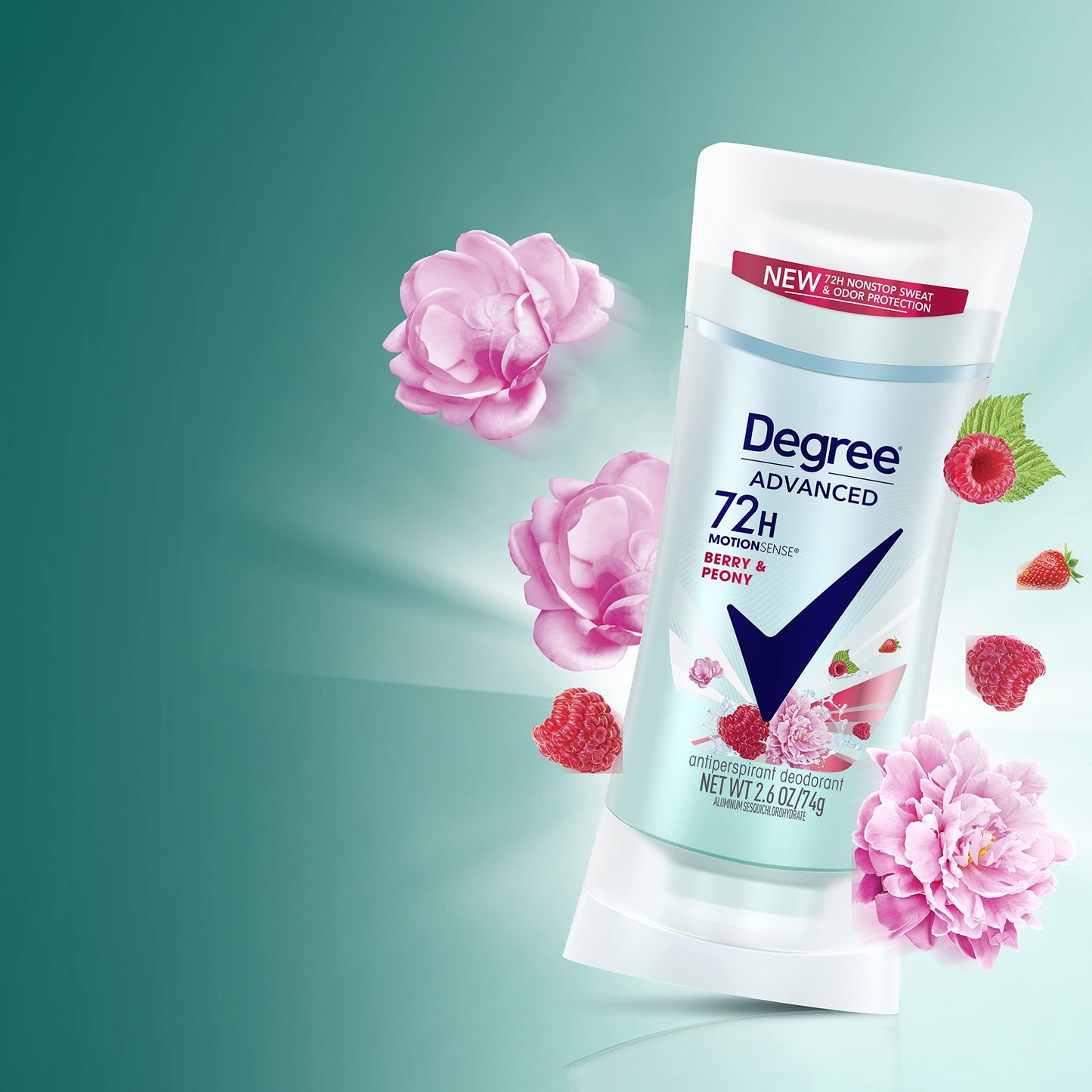 Degree MotionSense Antiperspirant Deodorant for Women Berry & Peony 2.6 oz, Pack of 12