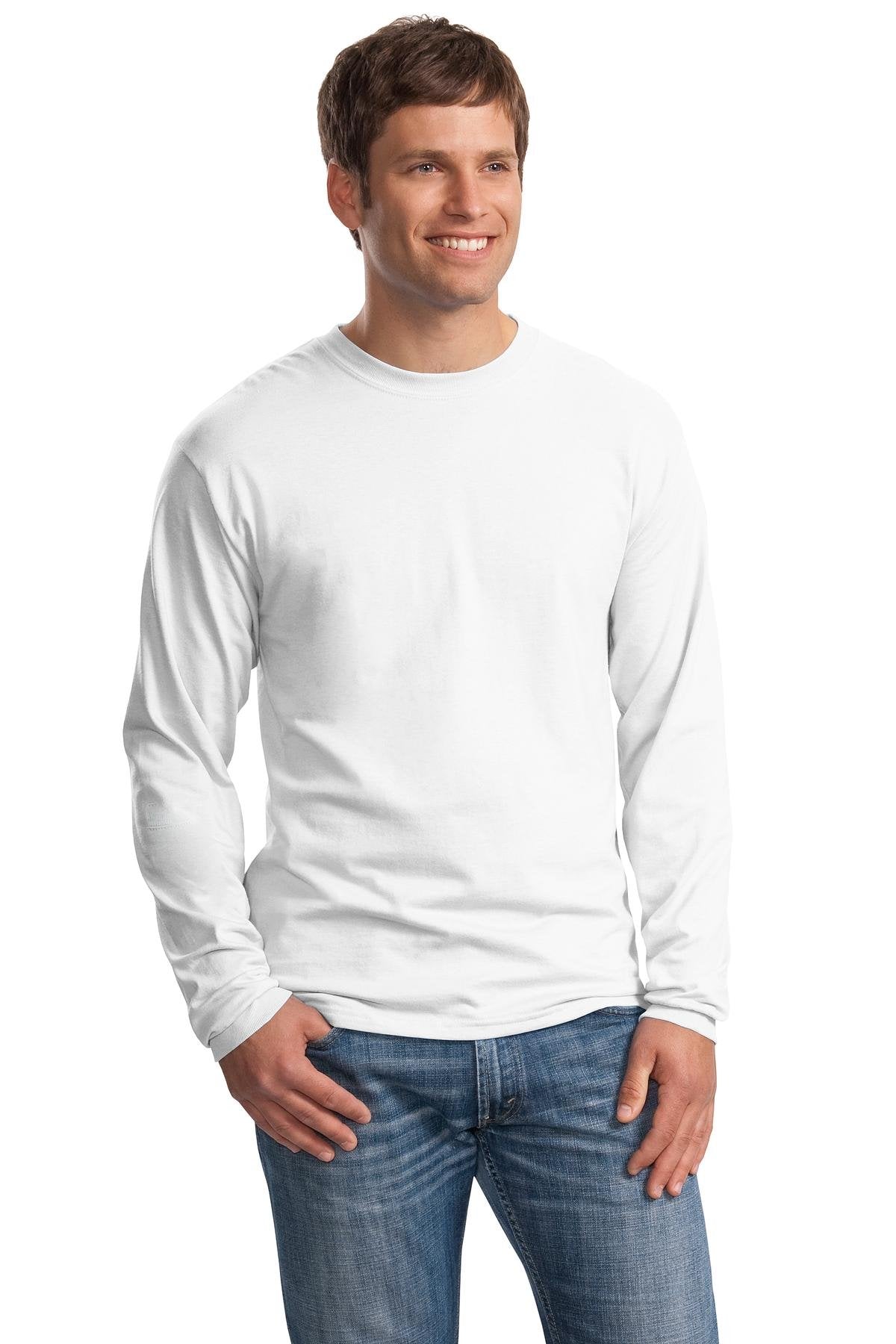 Hanes Long Sleeve Beefy-T T-Shirts (Medium, White)