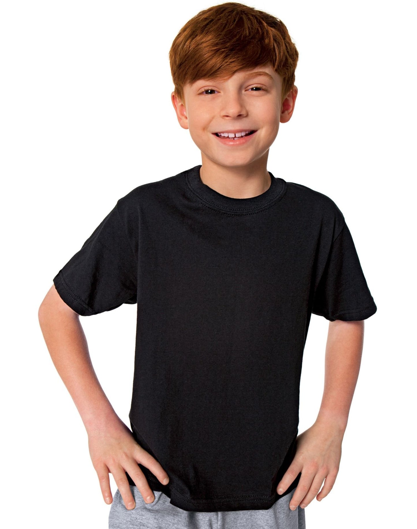 Hanes Red Label Boys' Dyed Crewneck T-Shirt 3-Pack, L-Black/Grey