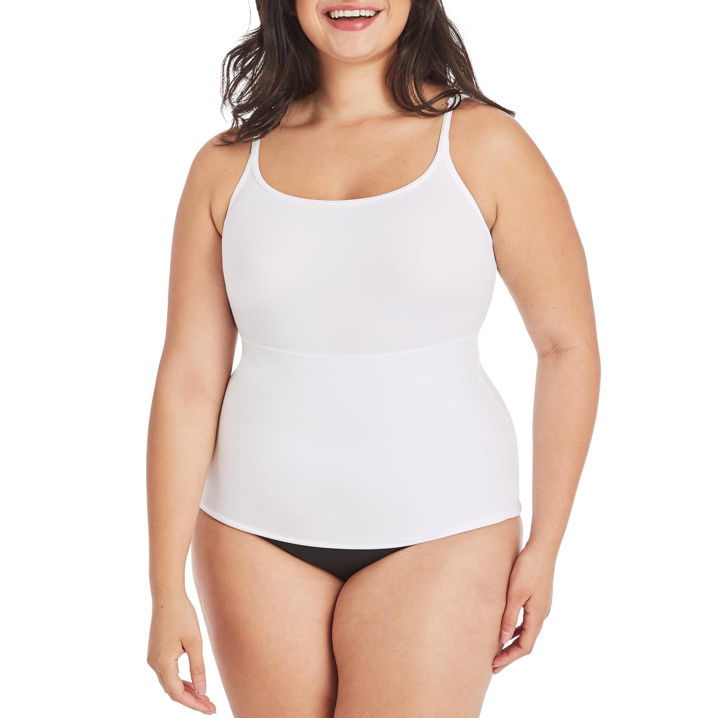 Maidenform womens Long Length Camisole Fl3266 shapewear tops, White, Medium US