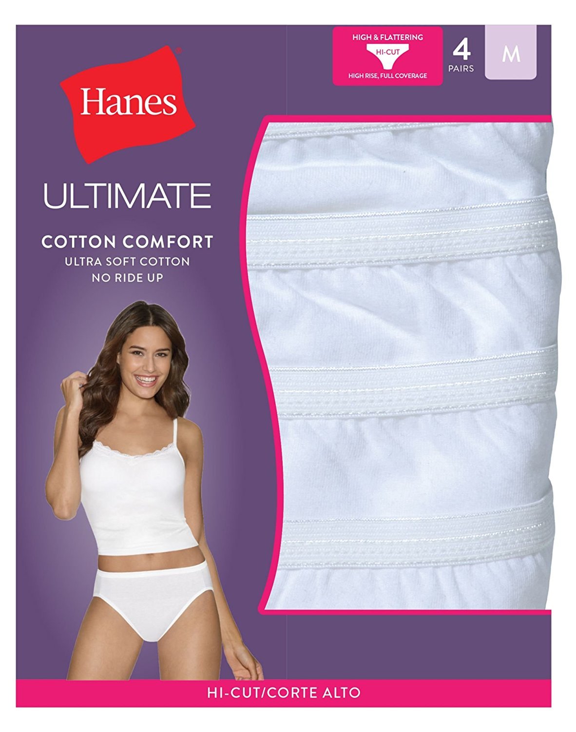 Hanes Women's 4Pack Assorted Cotton Briefs Ladies Panties Underwear 5