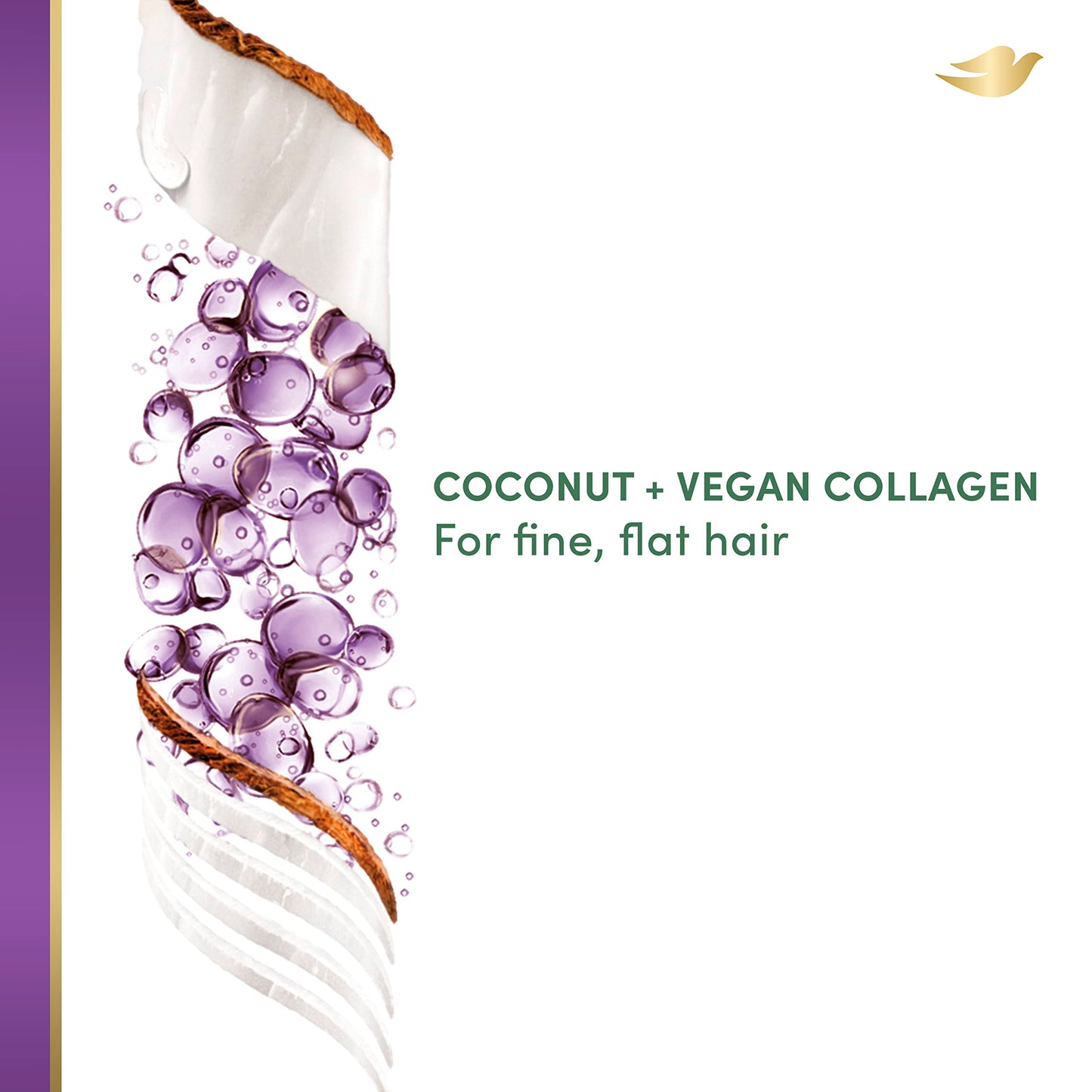 Dove RE+AL Bio-Mimetic Care Conditioner For Fine, Flat Hair Revolumize Silicone-Free Conditioner With Coconut + Vegan Collagen 10oz