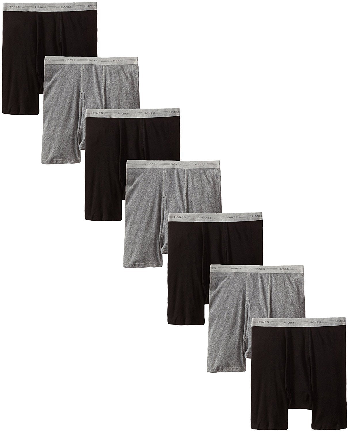 Hanes Mens Boxer Brief with Comfort Flex Waistband (2349B7) (Black/Grey - 7 Pack, XXXX-Large)