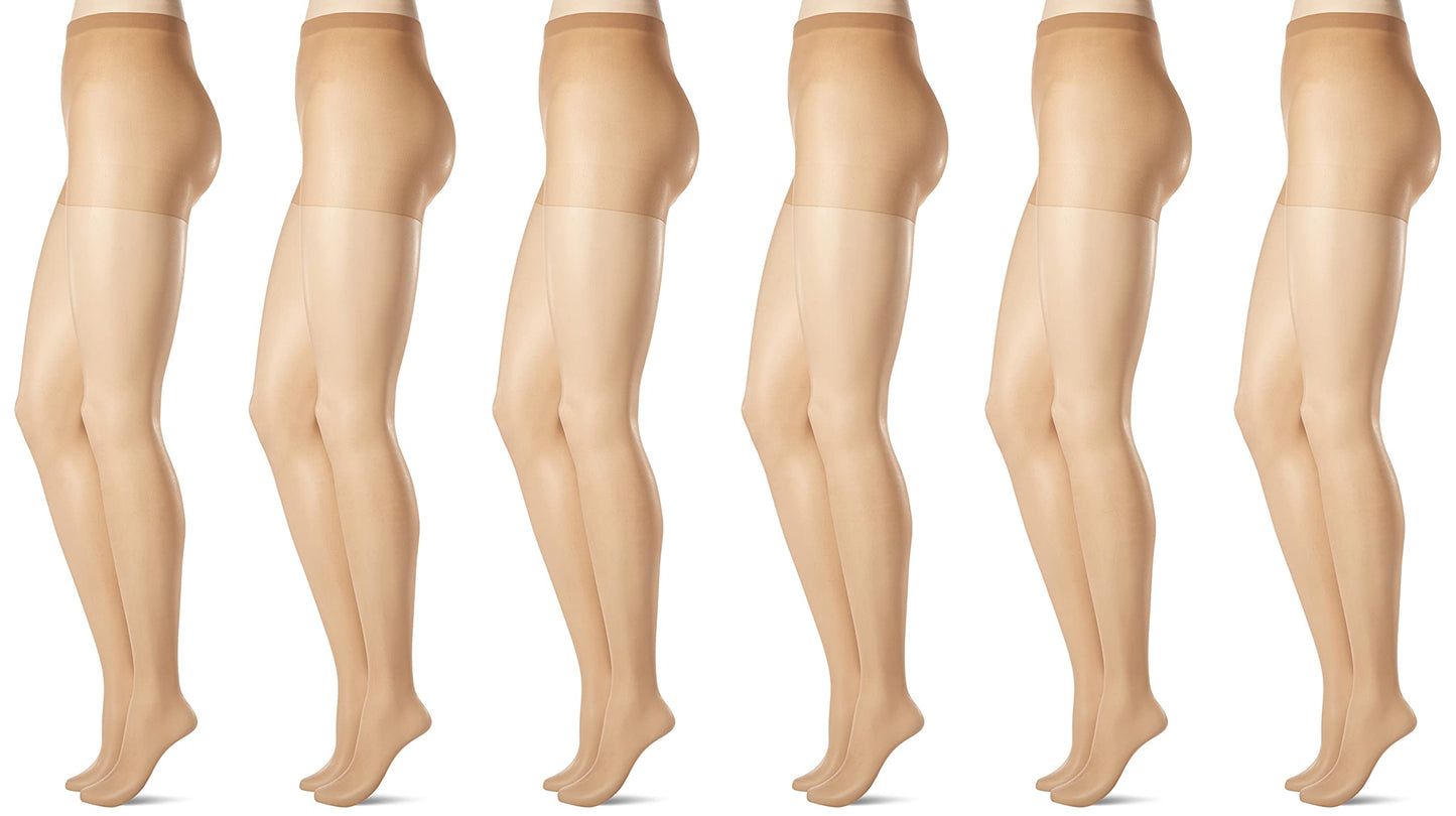 L'eggs womens Everyday Control Top Pq0j96 6 Pairs Pantyhose, Nude, Queen US