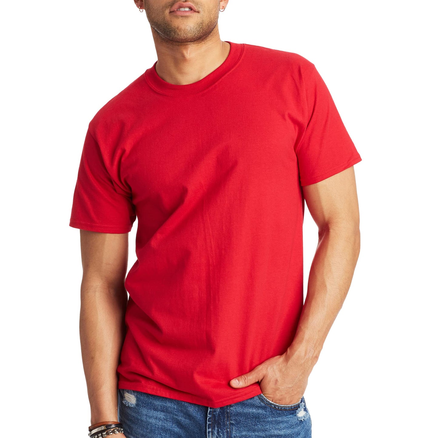 Hanes Men's Short Sleeve Beefy-T (Pack of 2), Deep Red, 4X-Large