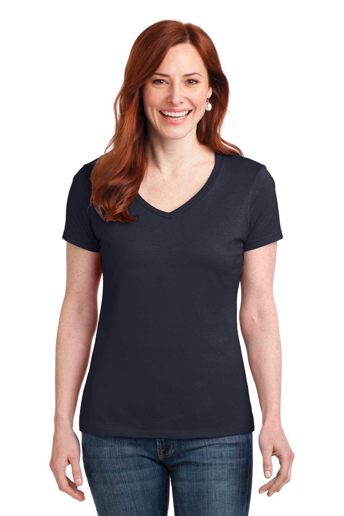 Hanes Women's Nano-T V-Neck T-Shirt, Navy, XX-Large