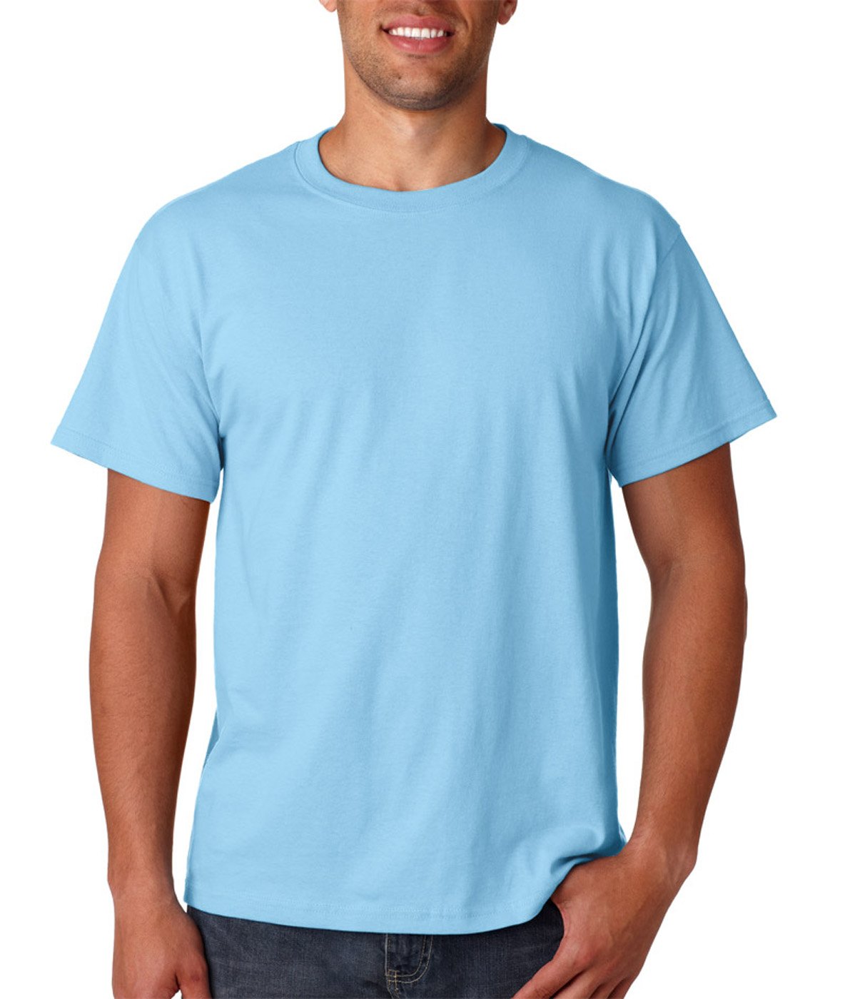 Fruit of the Loom Mens 5 Oz. 100% Heavy Cotton HD T-Shirt(3931)-Light BLUE-3XL-2PK