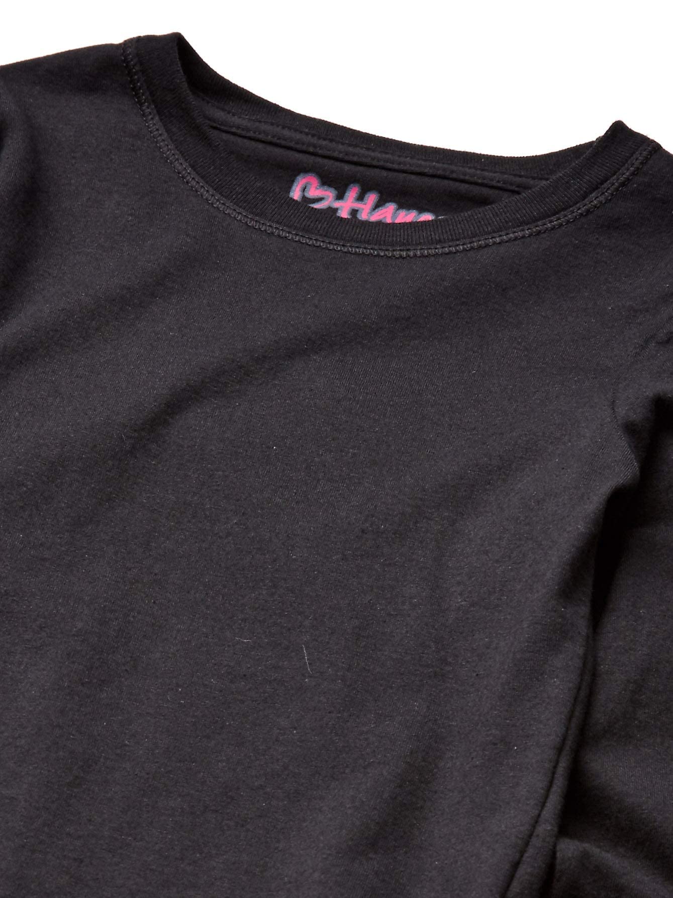 Hanes Girls Long-Sleeve Crewneck T-Shirt, XS, Black