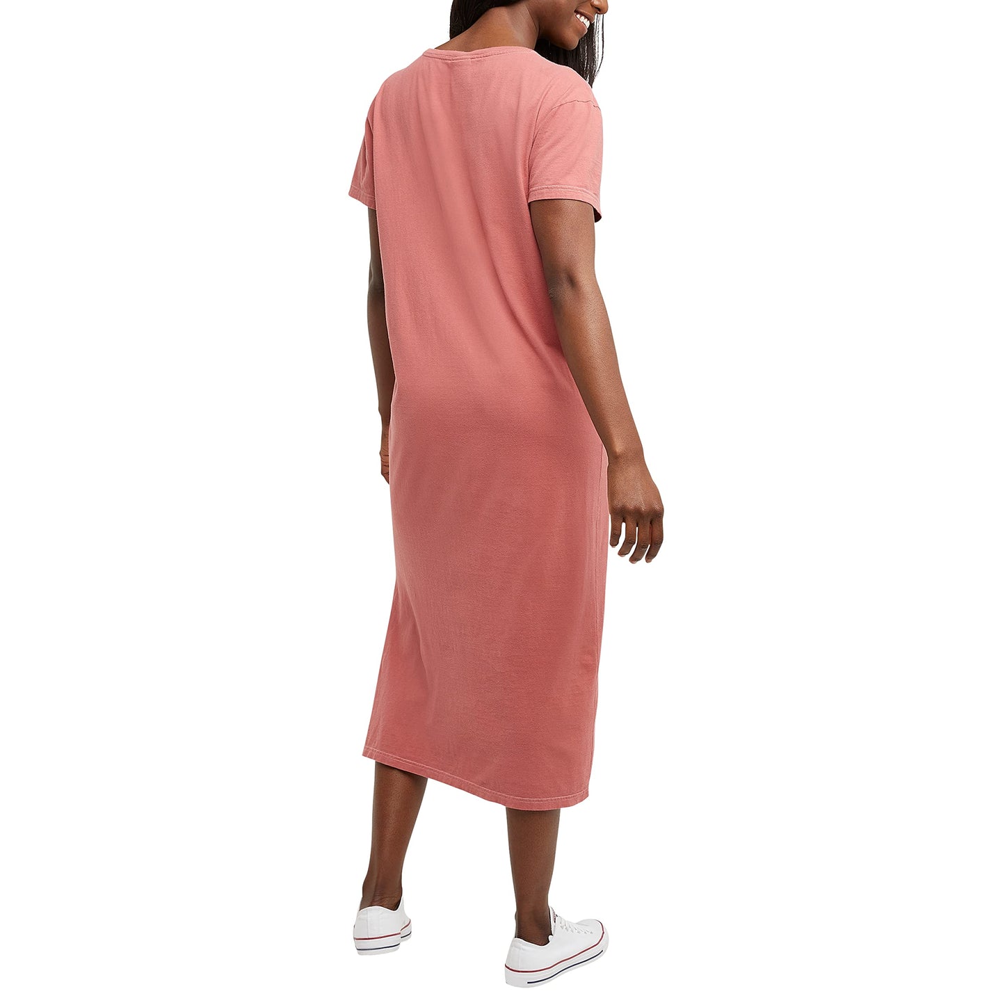 Hanes Comfortblend Women's Originals Garment Dyed Midi, 100% Cotton Vintage Wash Ankle-Length Dress, Nantucket Red, Small