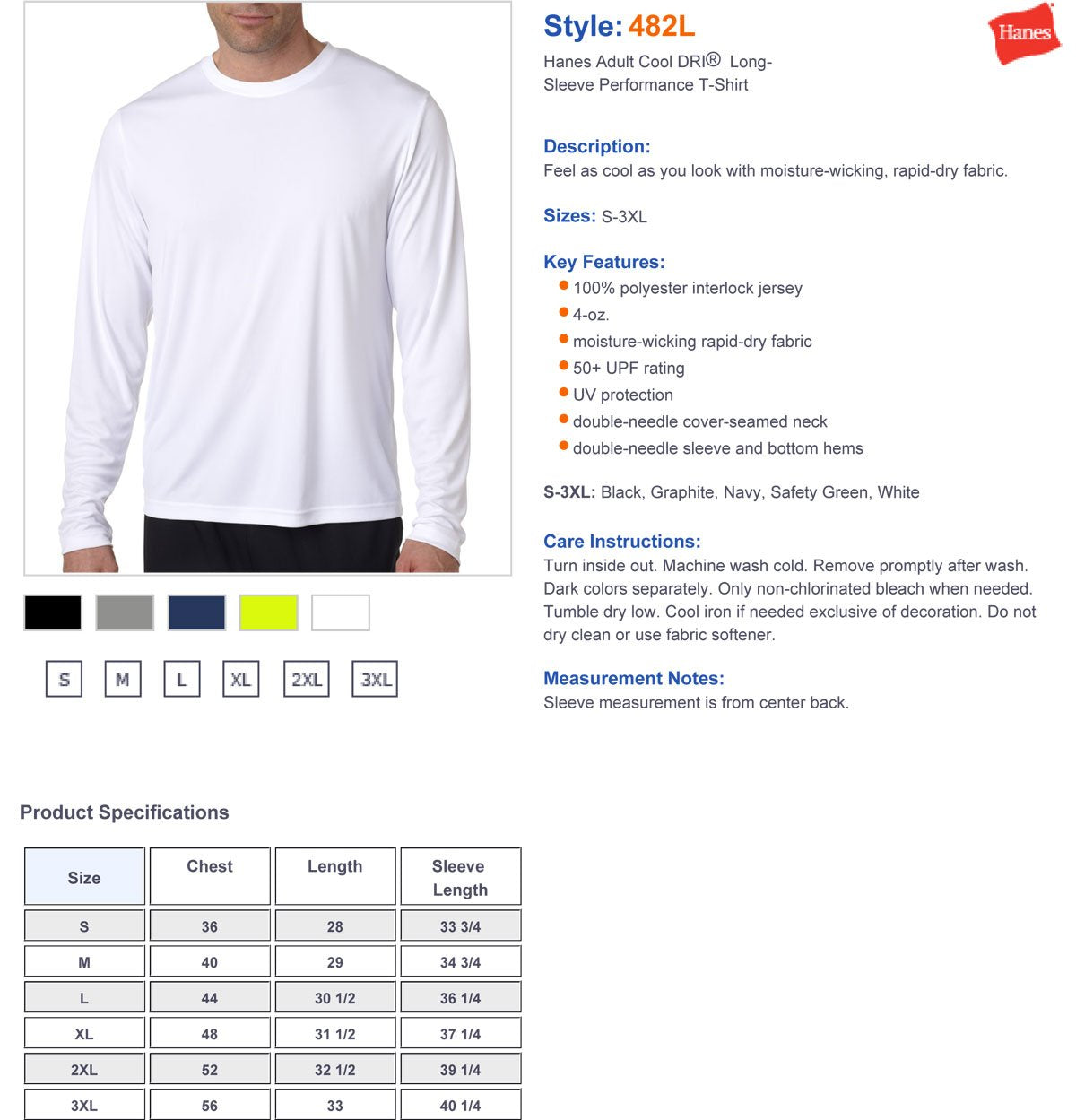 Hanes Cool DRI® Performance Men's Long-Sleeve T-Shirt
