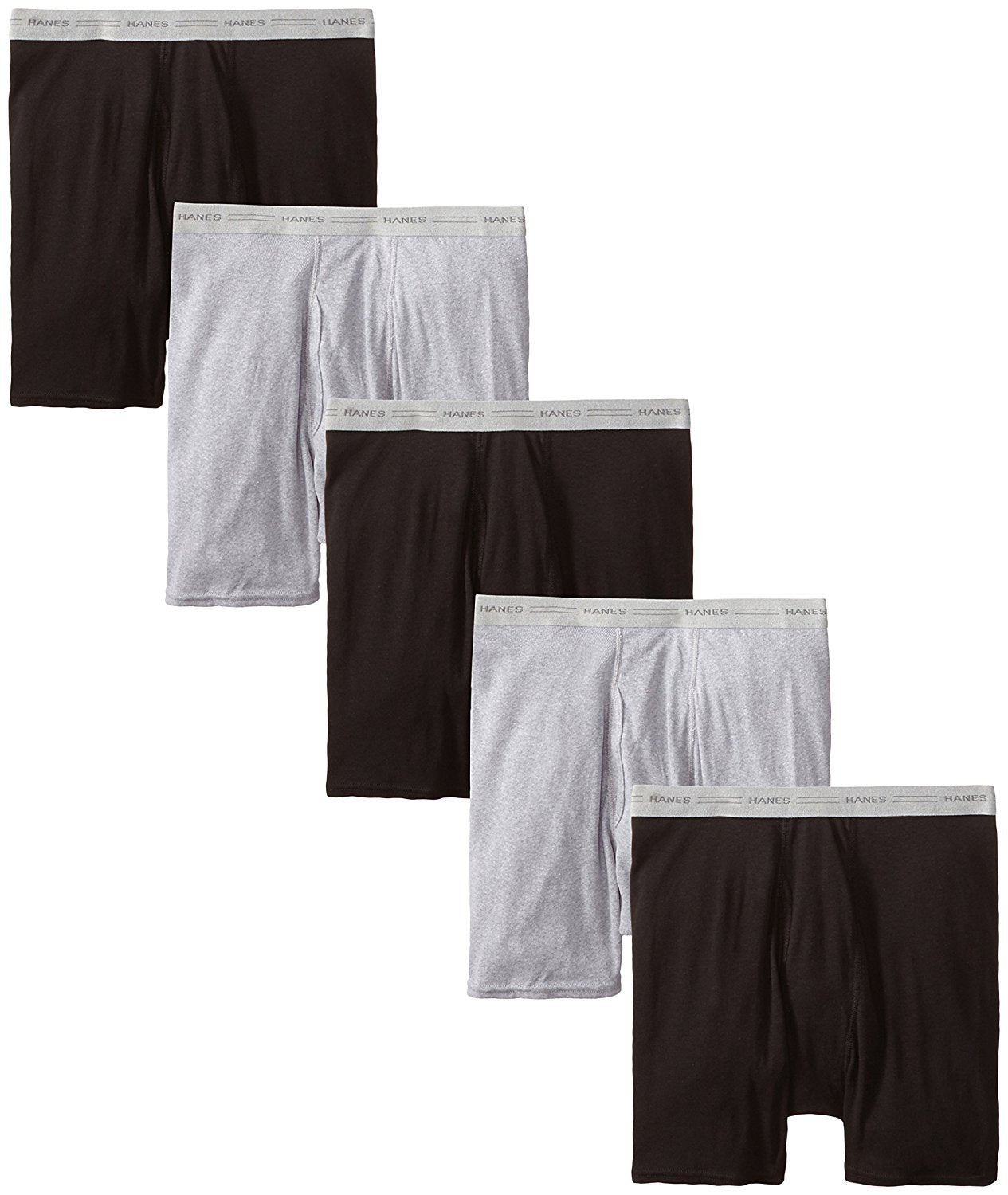 Hanes Men's Tagless Boxer Briefs with Comfort Flex Waistband (XX-Large, Black/Grey - 5 Pack)