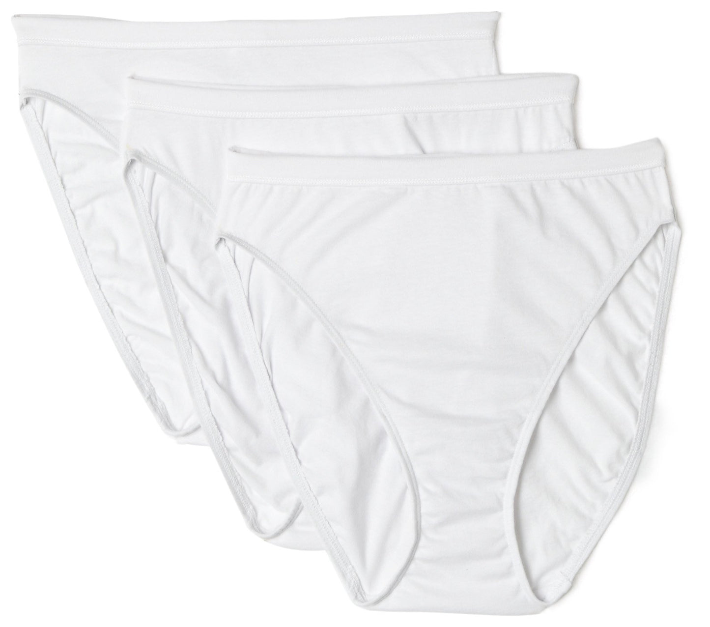 Hanes Women's Classic Cotton Hi-Cut Panties Brief Panties, White, 5 (Pack of 3)