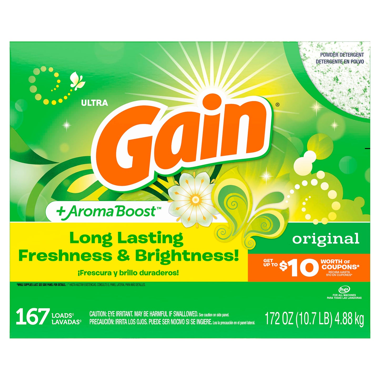 Gain Powder Laundry Detergent, Original Scent, 172 Oz (Packaging May Vary)