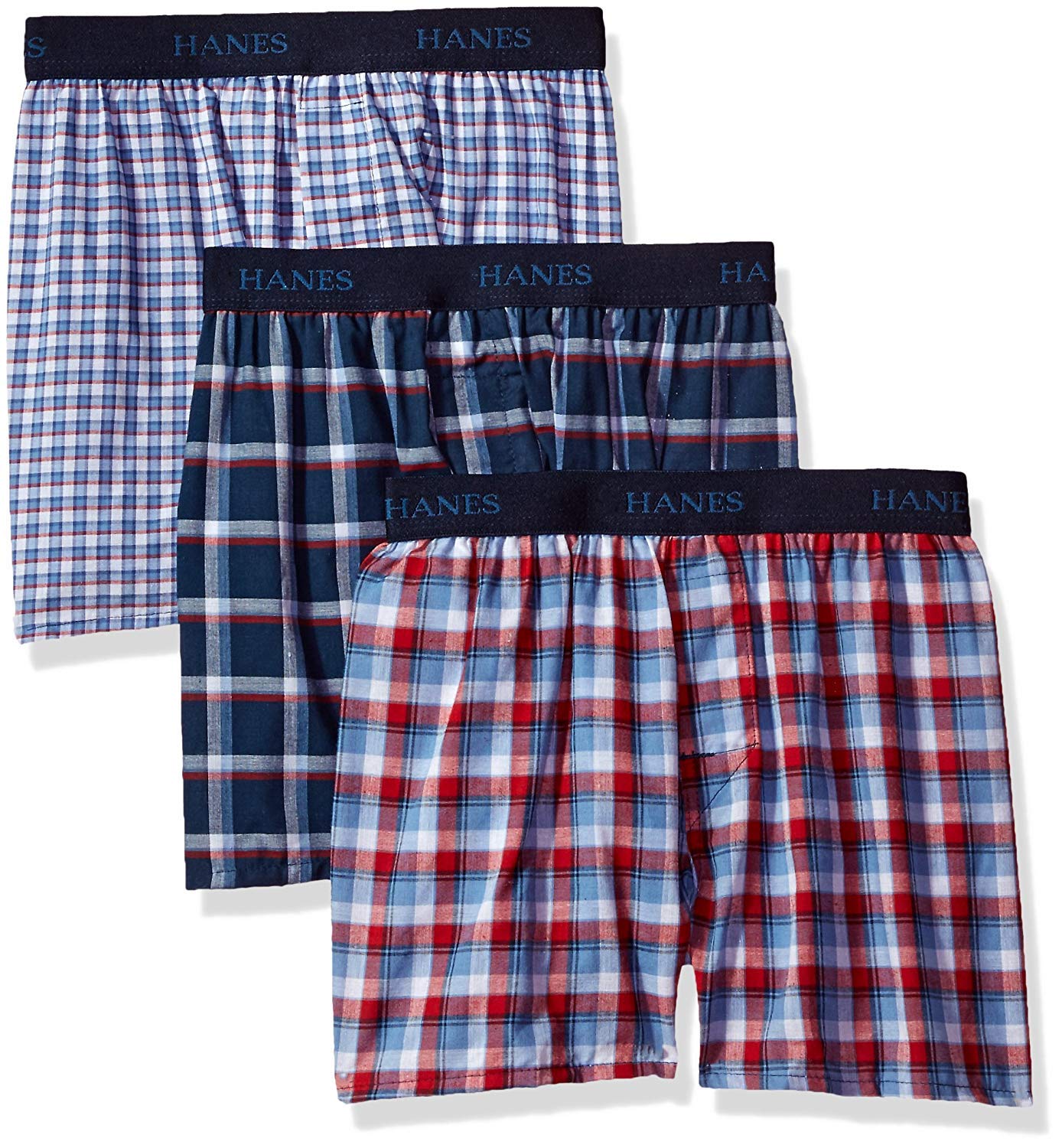 Hanes Big Boys' Ultimate ComfortSoft Plaid Boxers (3 Pack) (Medium (8-10), Assorted)
