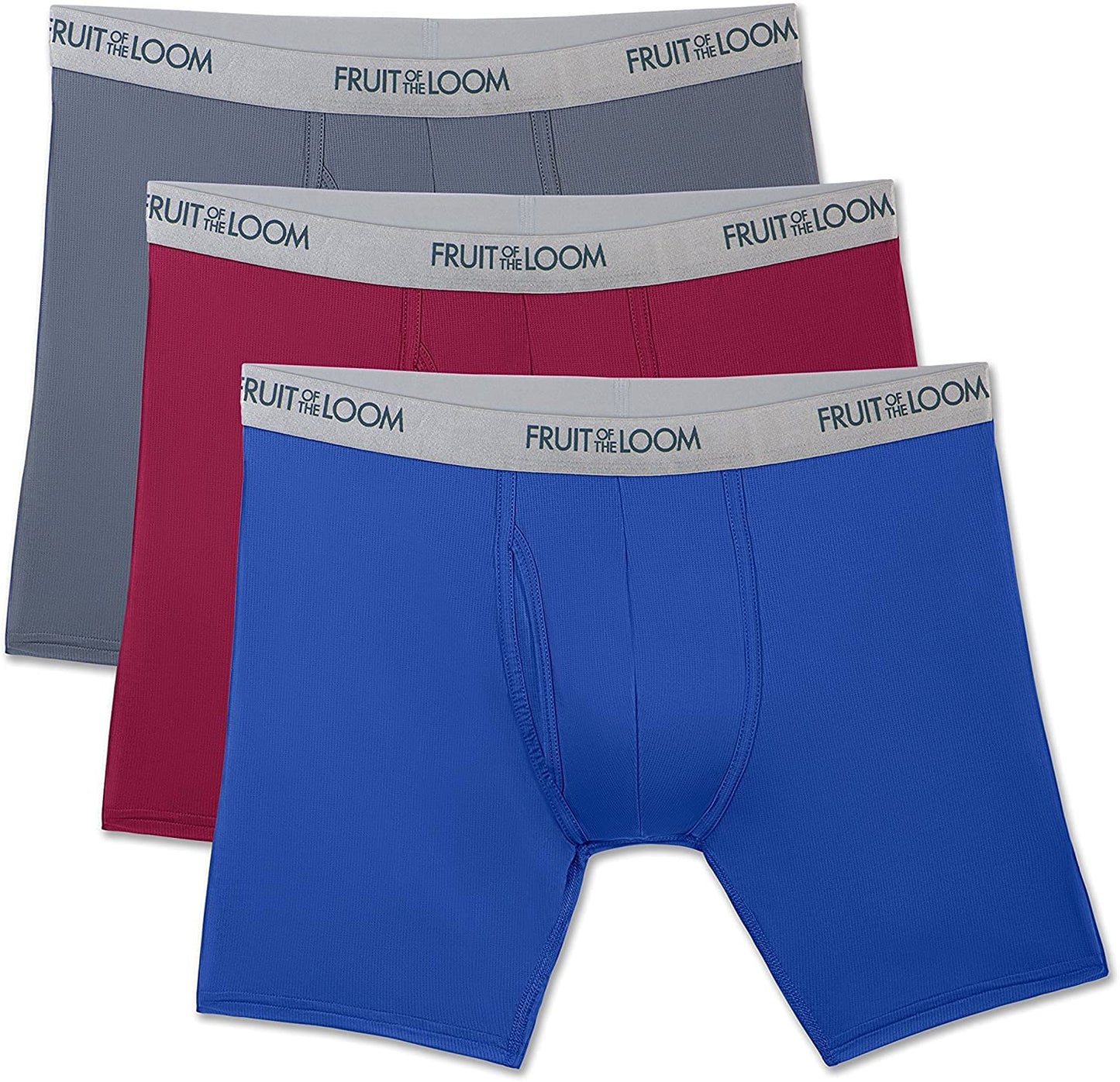 Fruit of the Loom Men's 12-Pack Everlight Boxer Briefs Breathable Blend (Large (36-38) Assorted